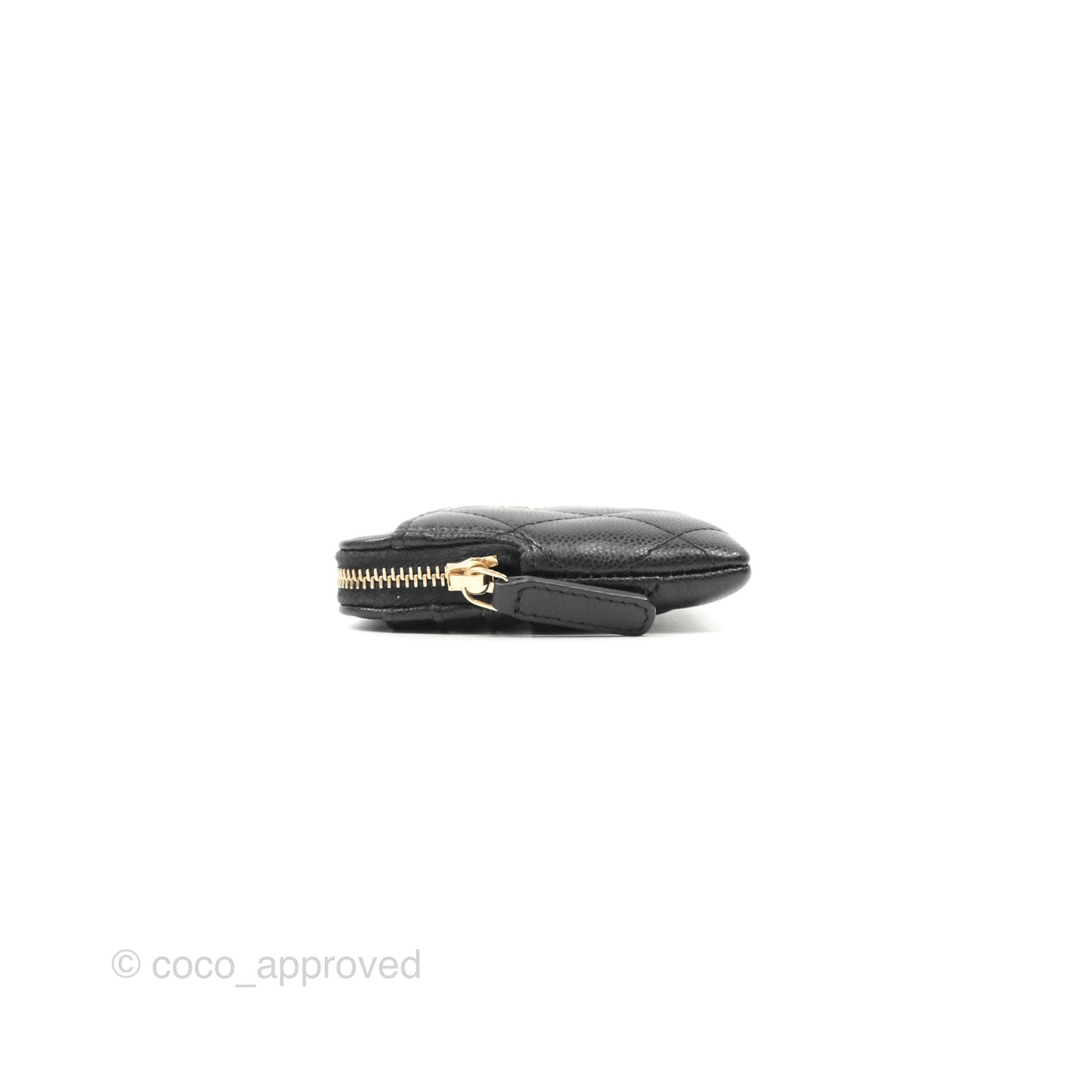 Chanel Zipped Coin Purse Card Holder Black Caviar Gold Hardware