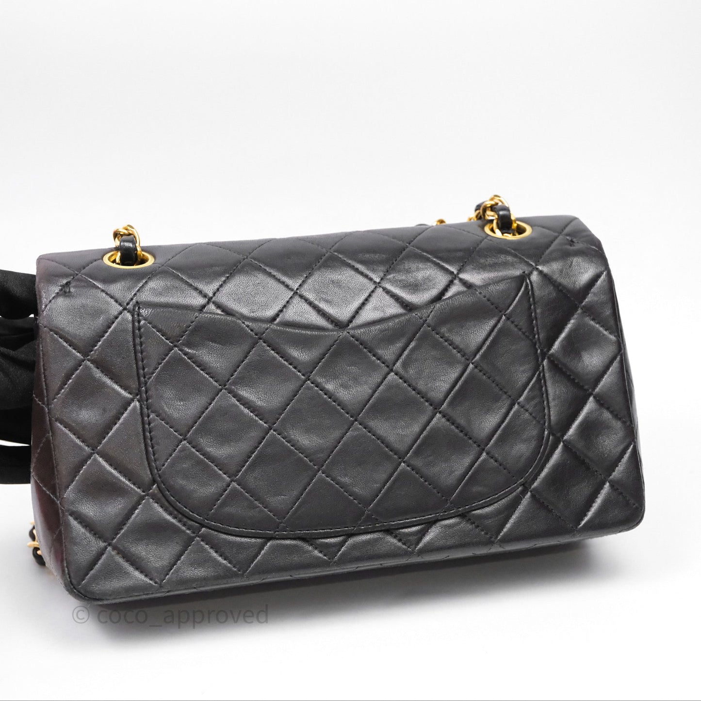 Chanel Vintage Lambskin Small Double Flap Bag Black Gold Hardware