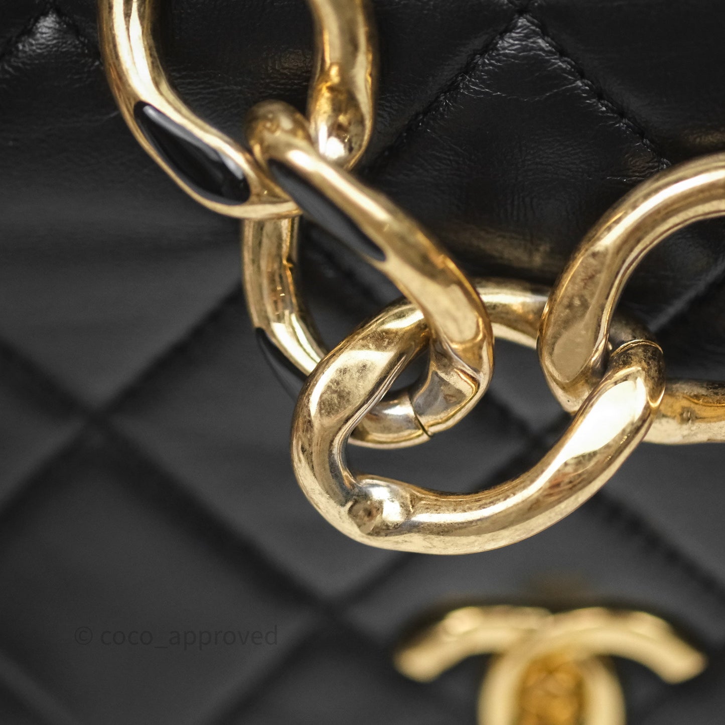 Chanel Quilted Color Match Chain Flap Black Lambskin Gold Hardware