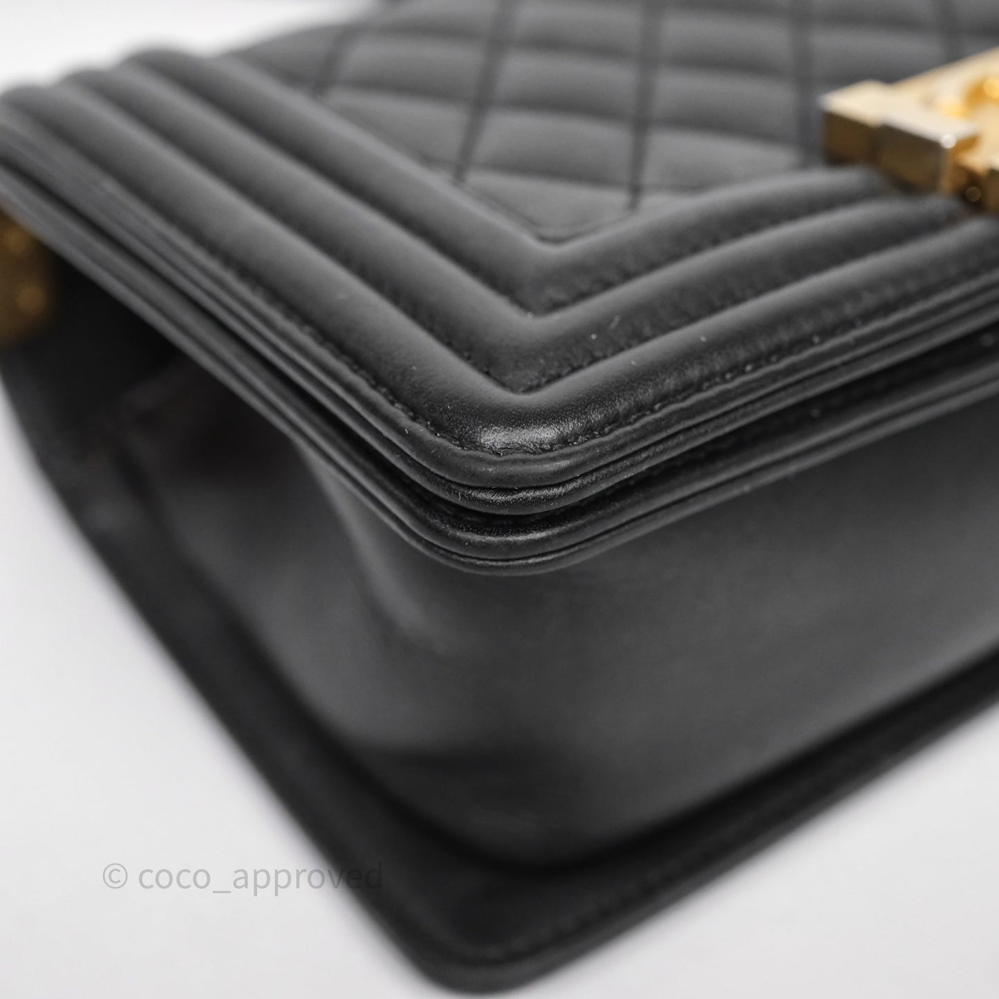 Chanel Small Boy Black Lambskin Aged Gold Hardware
