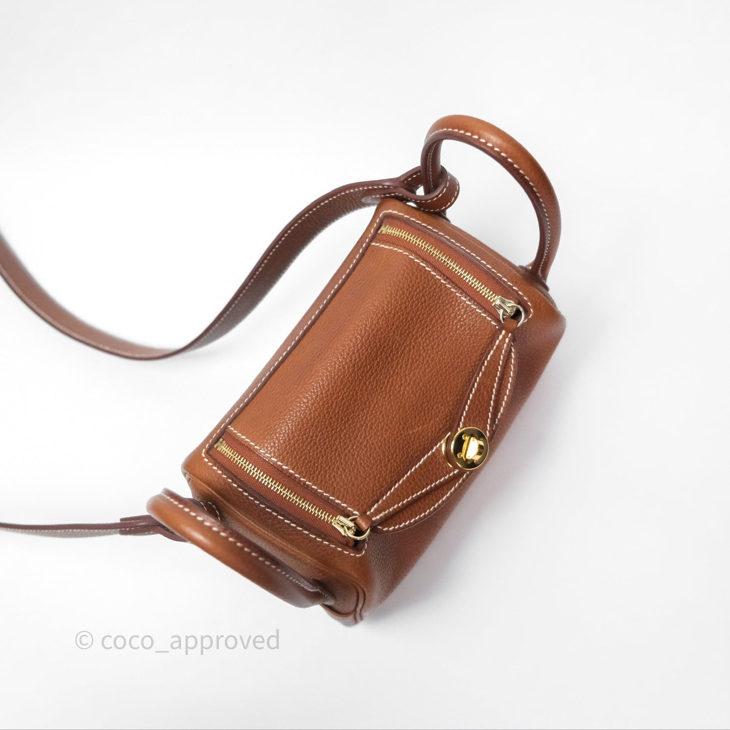 Hermès Mini Lindy 20 Fauve 34 Barenia Gold Hardware