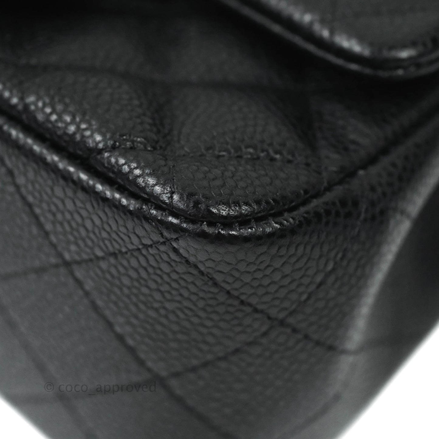 Chanel Mini Square Black Caviar Gold Hardware 18S