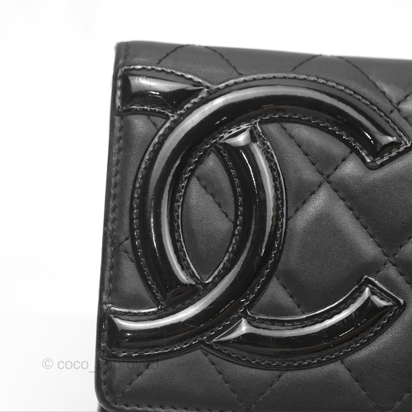 Chanel Quilted Cambon Yen Flap Wallet Black Calfskin Silver Hardware