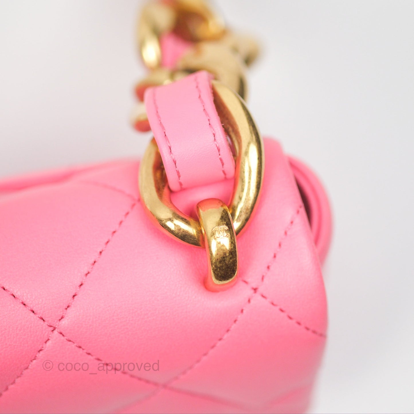 Chanel Quilted Mini CC Funky Town Flap Pink Lambskin Aged Gold Hardware