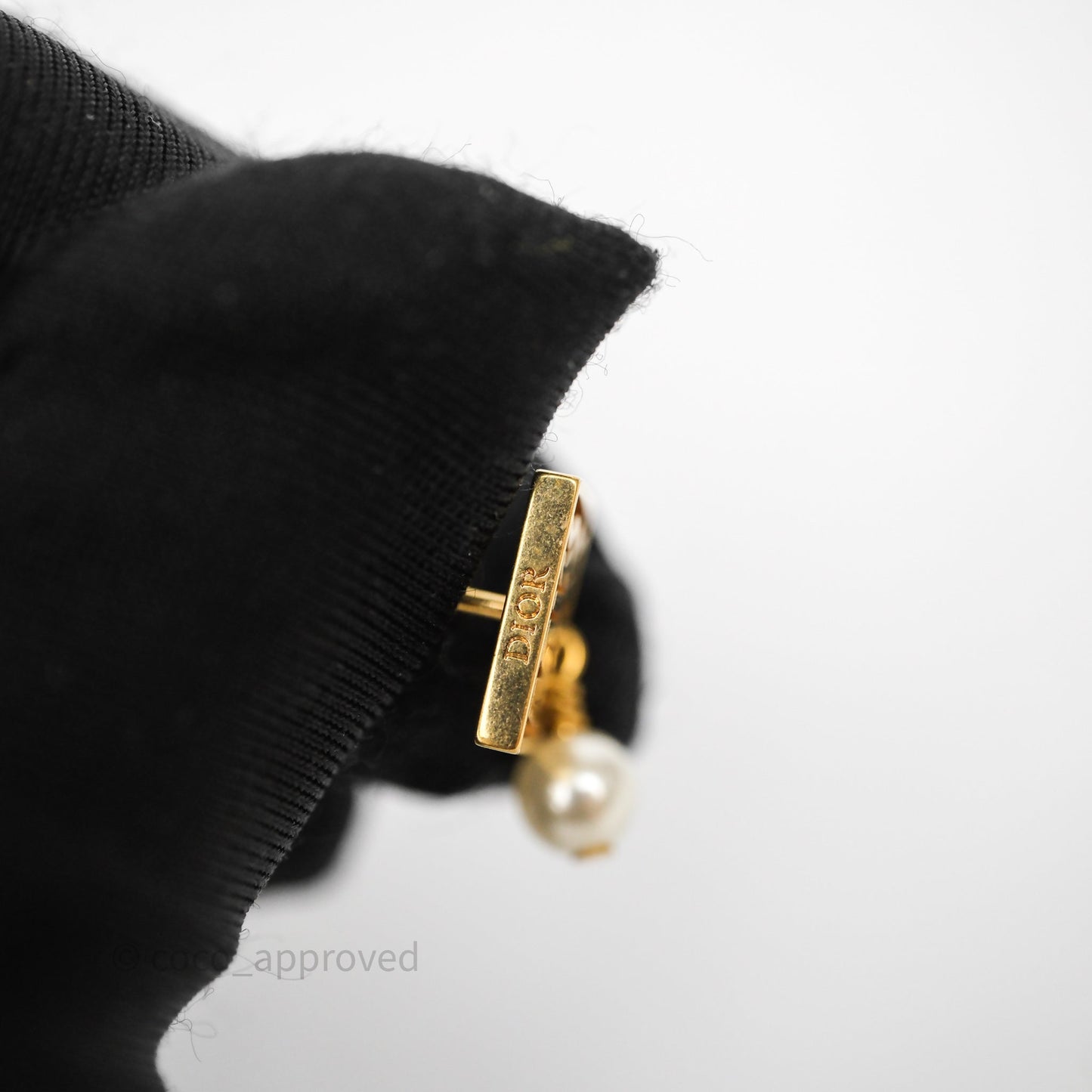 Christian Dior Miss Dior Drop Pearl Earrings Gold Tone