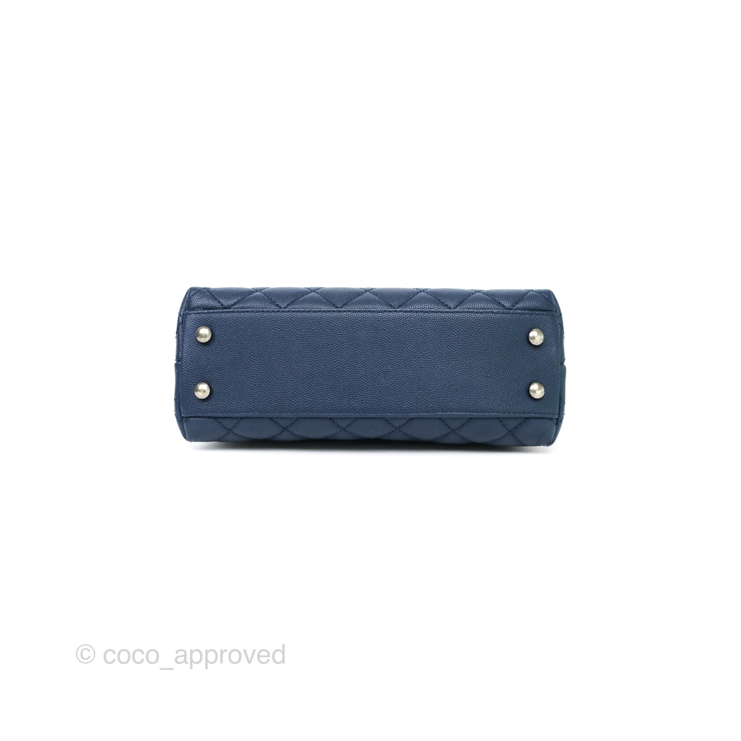 Chanel Small Coco Handle Navy Caviar Ruthenium Hardware Lizard Handle