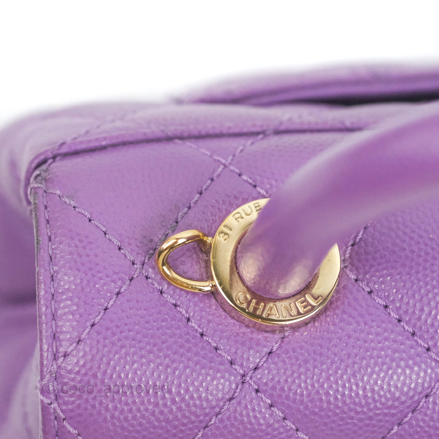 Chanel Mini Coco Handle Quilted Purple Caviar Gold Hardware