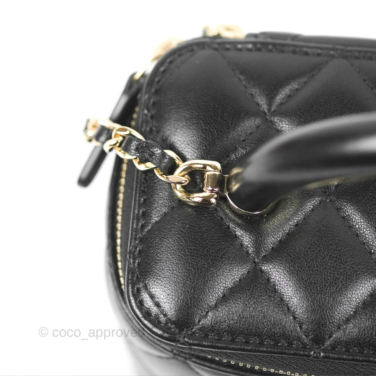 Chanel Vanity Rectangular Top Handle Black Lambskin Gold Hardware