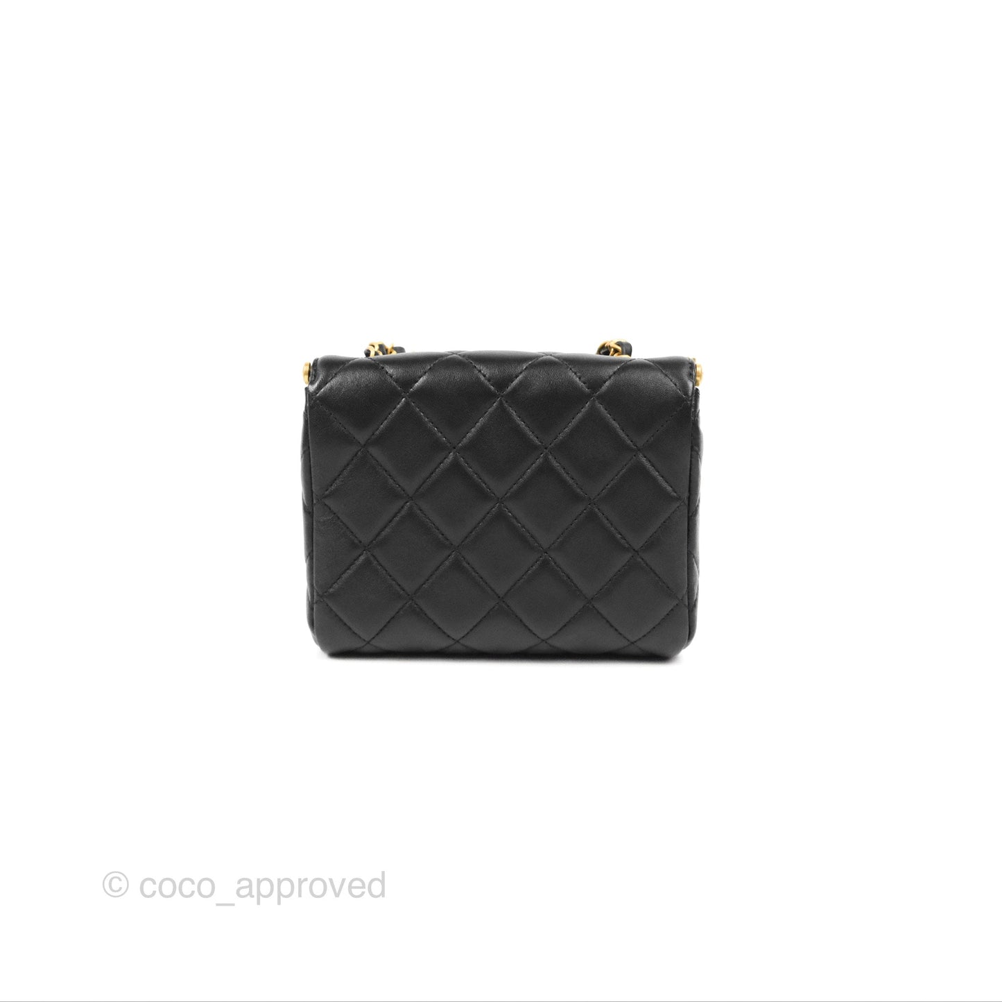 Chanel Logo Crystal Kiss-lock Vanity with Chain Black Lambskin 23C