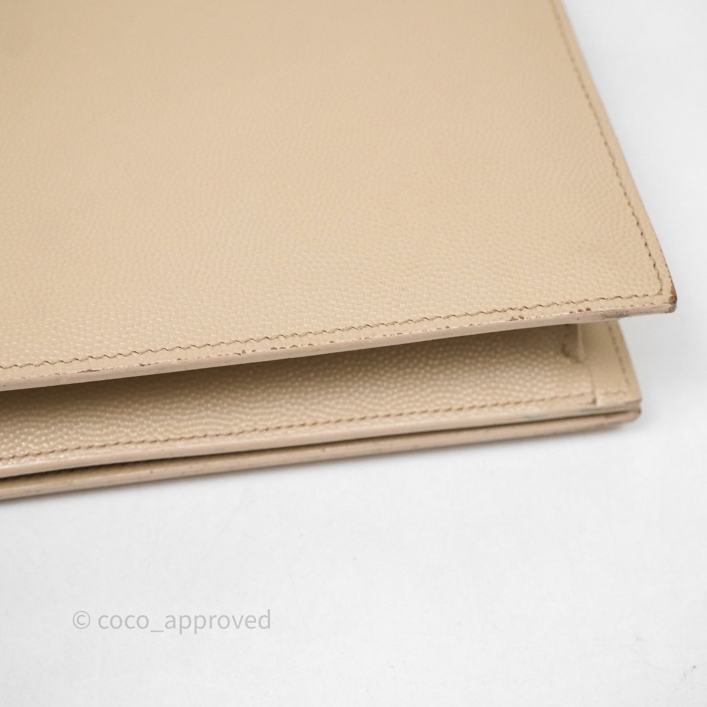 Saint Laurent Kate Clutch Monogram Beige Grain De Poudre Gold Hardware