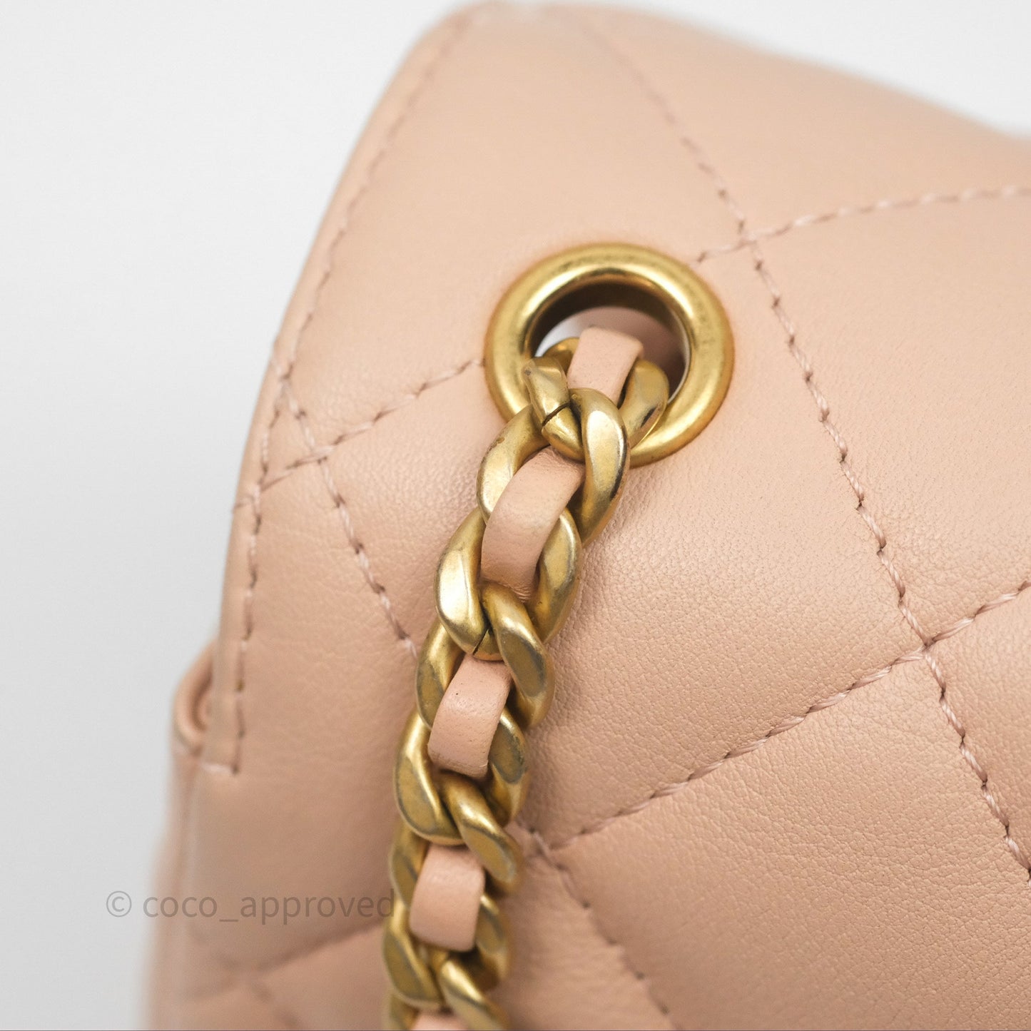 Chanel Messenger Bag Beige Pink Calfskin Aged Gold Hardware