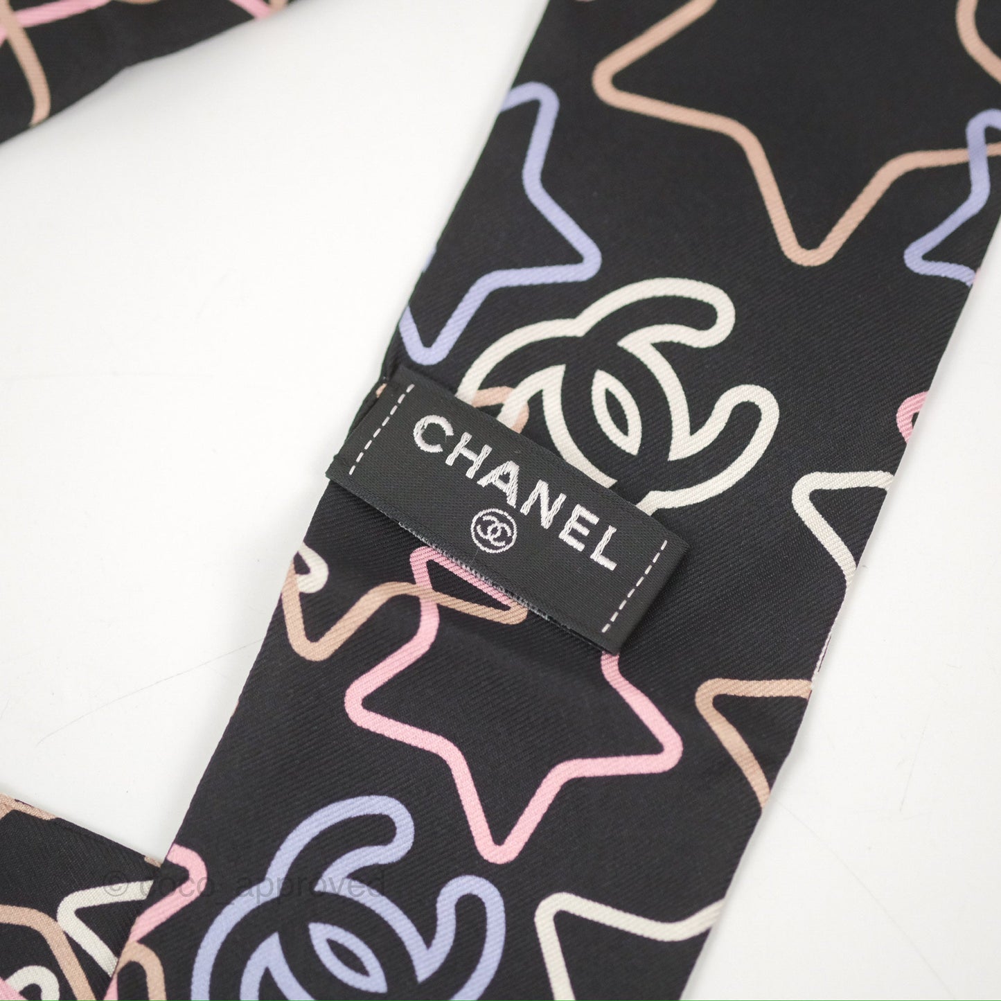 Chanel Star CC Silk Twilly Black