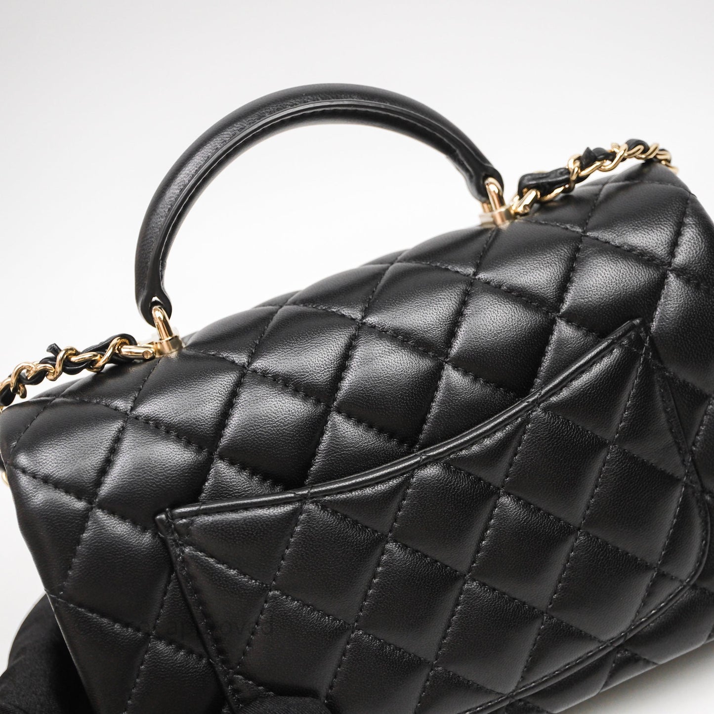 Chanel Top Handle Mini Rectangular Flap Black Lambskin Gold Hardware