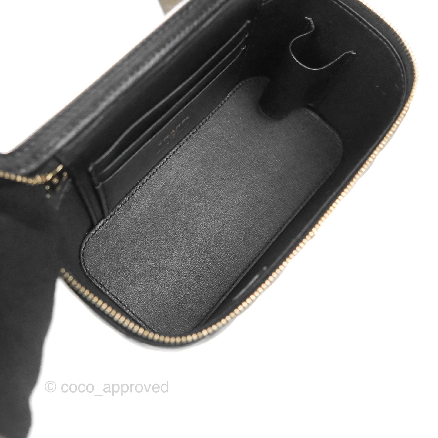 Chanel Vanity Rectangular Top Handle Black Lambskin Gold Hardware