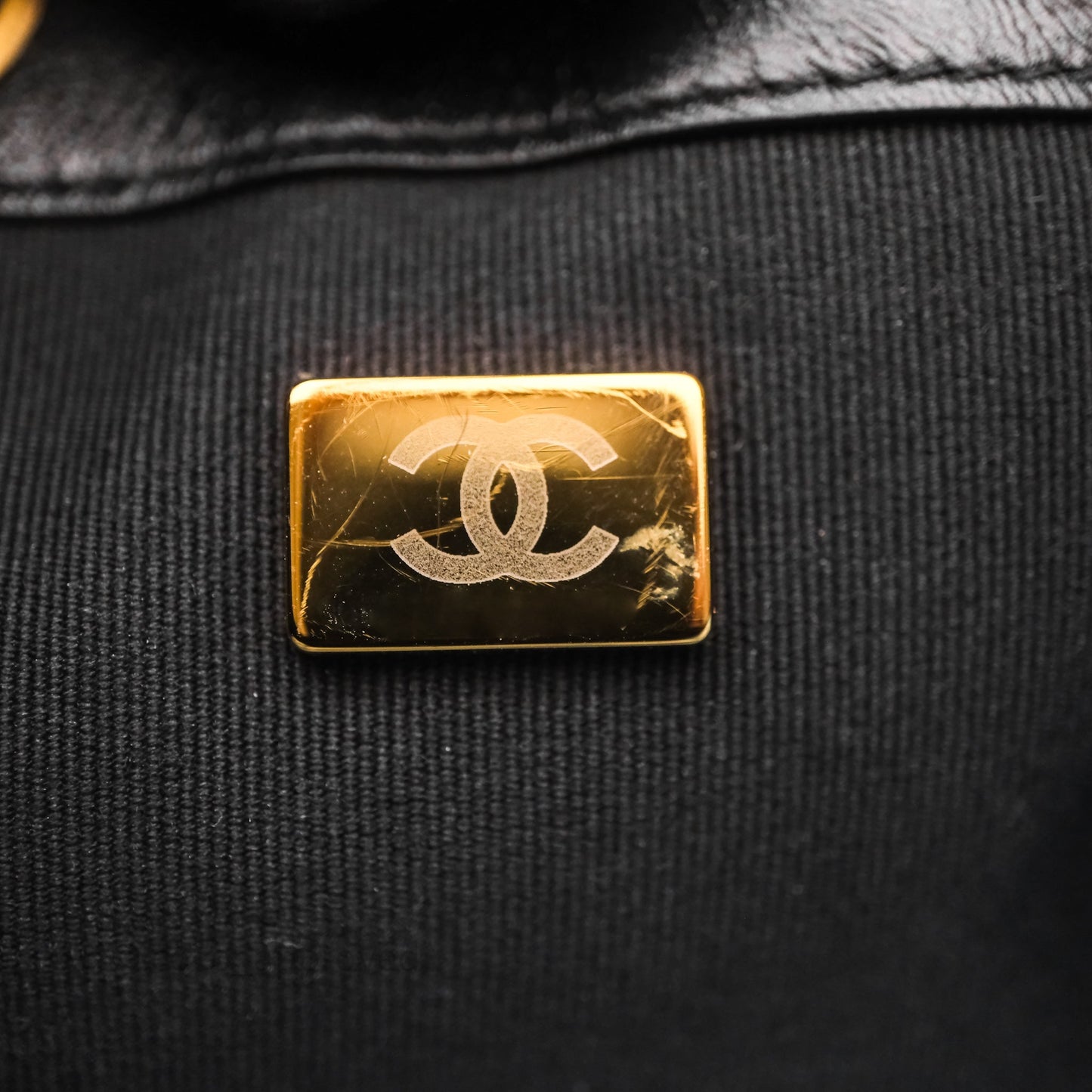 Chanel 25 Medium Black Crumpled Calfskin Aged Gold Hardware