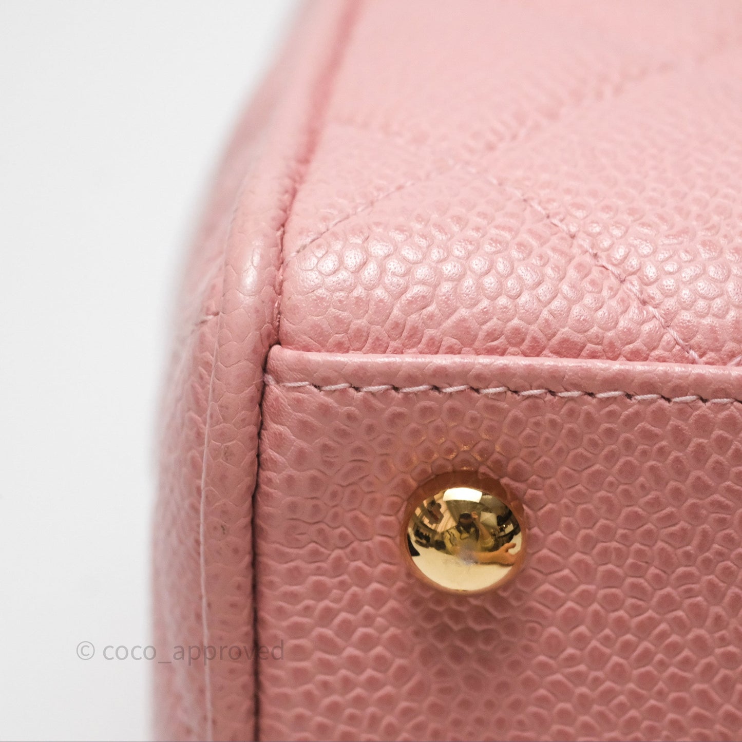 Chanel Vintage Mini CC Boston Bag Sakura Pink Caviar Gold Hardware