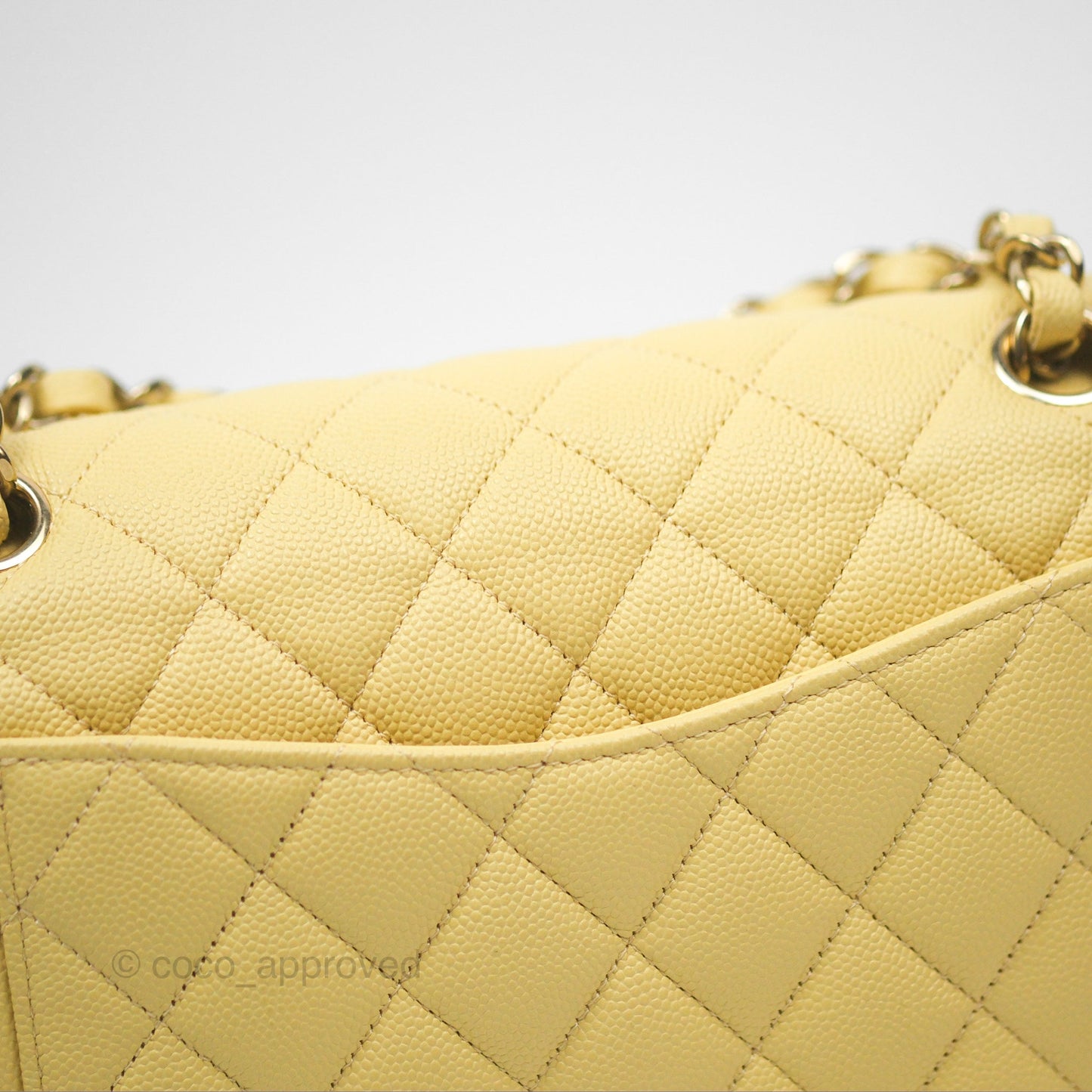 Chanel Small Classic Quilted Flap Yellow Caviar Gold Hardware