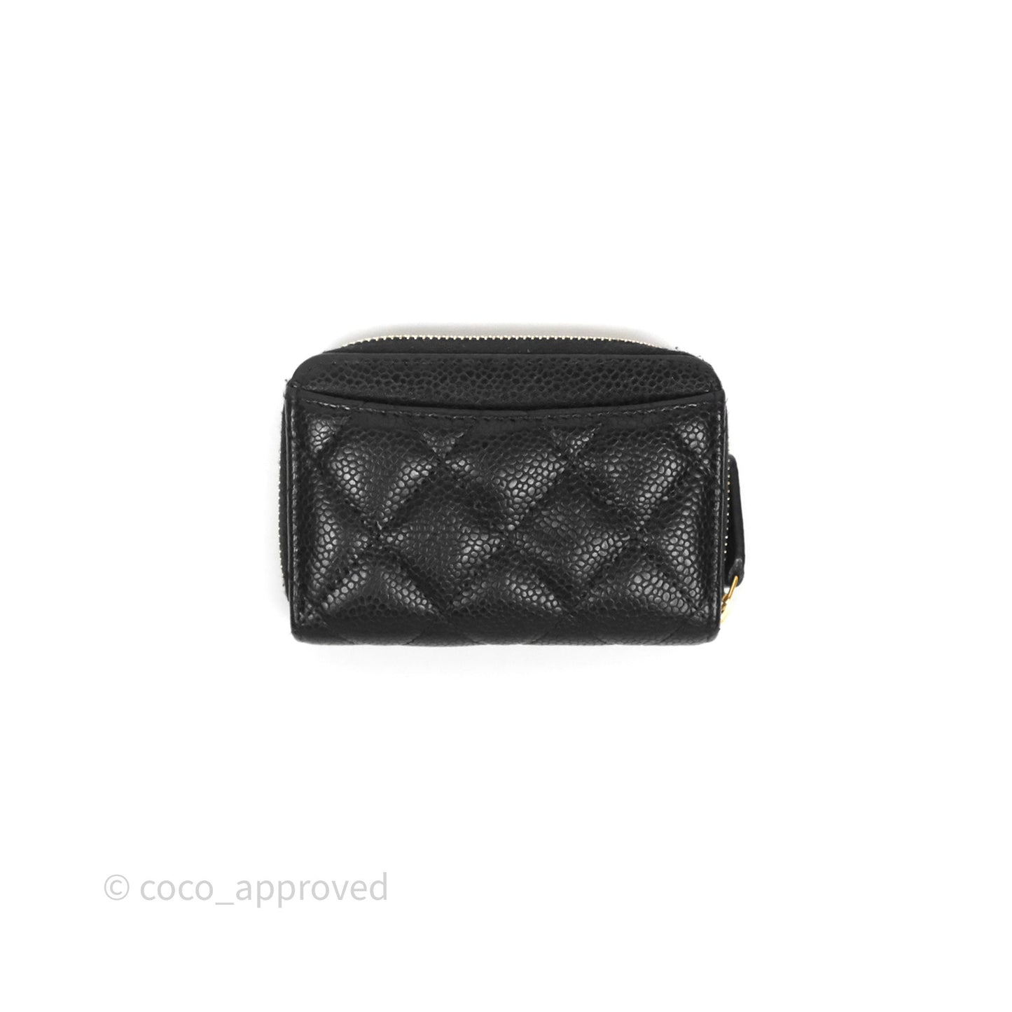 Chanel Classic Zipped Coin Purse Black Caviar Gold Hardware