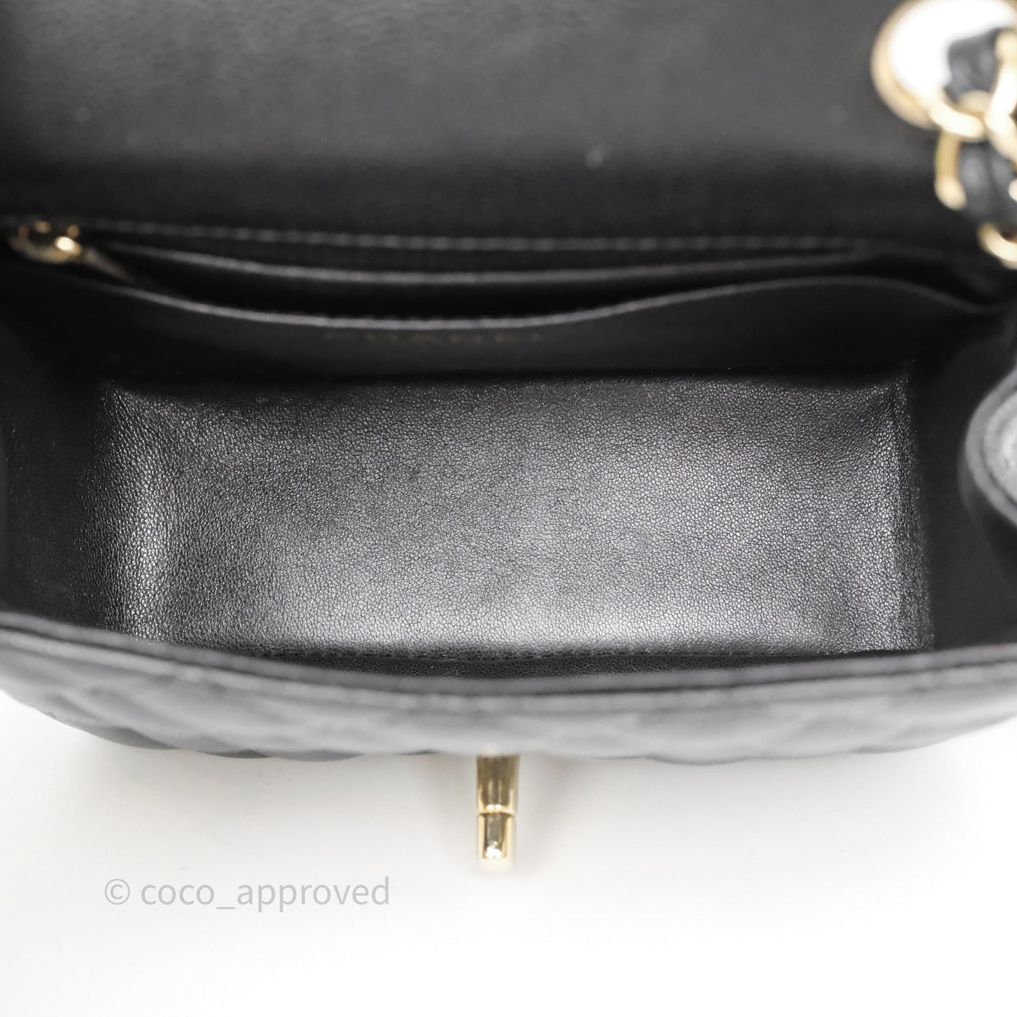 Chanel Mini Square Black Caviar Gold Hardware