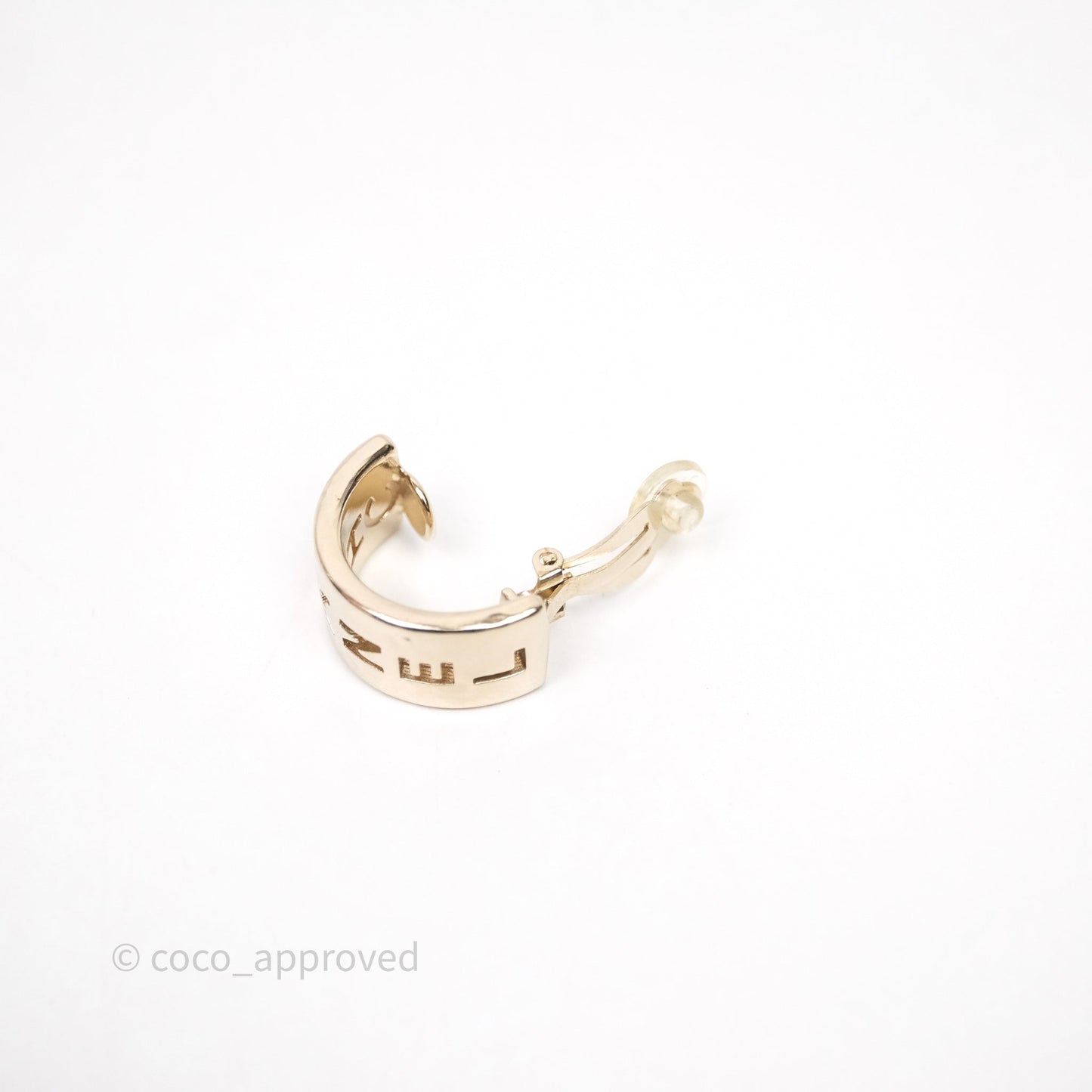 Chanel Logo Hoop Ear Clips Gold Tone 20P