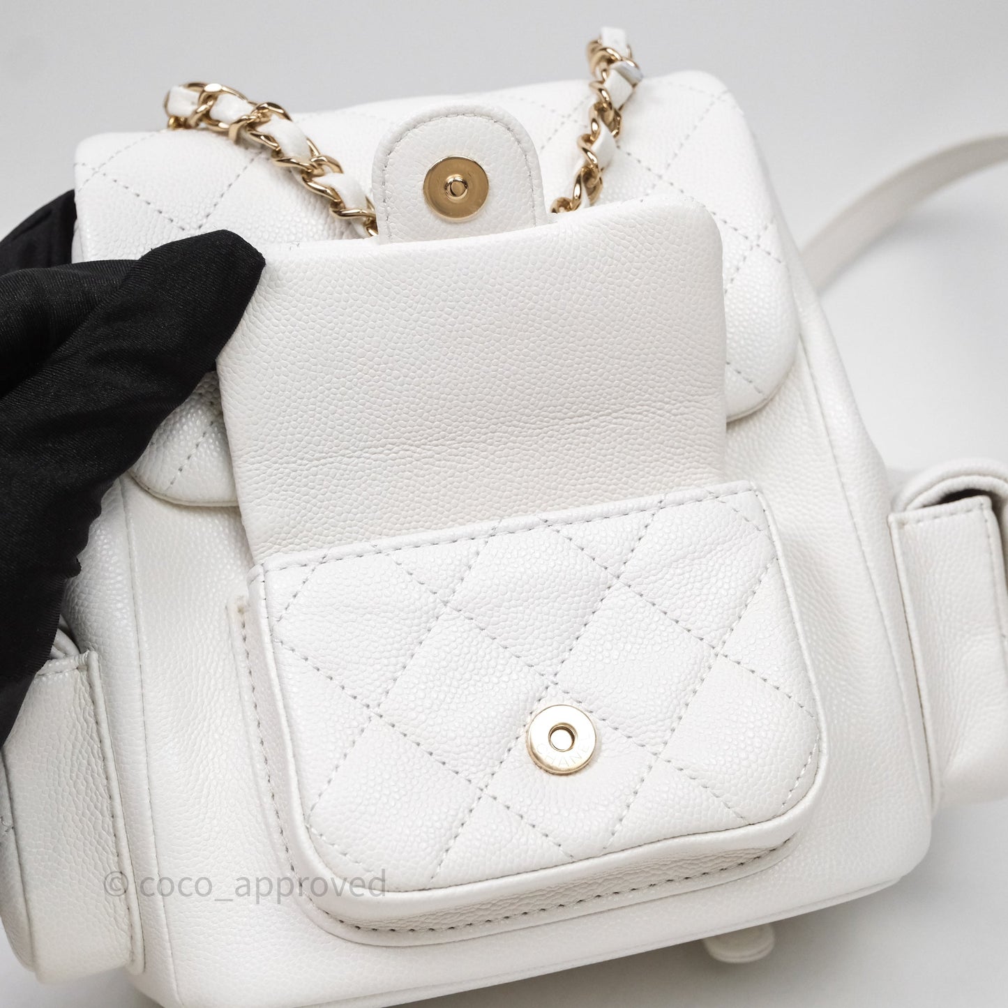 Chanel Small Duma Backpack Caviar White Gold Hardware
