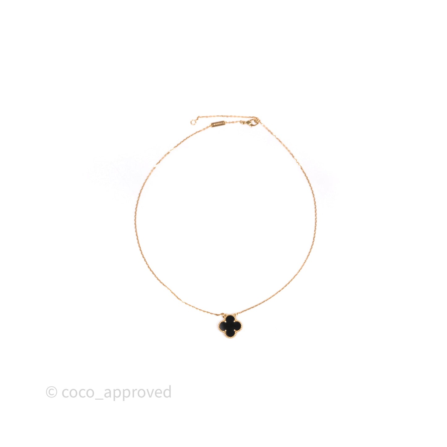 Van Cleef & Arpels Vintage Alhambra Pendant Onyx 18K Yellow Gold