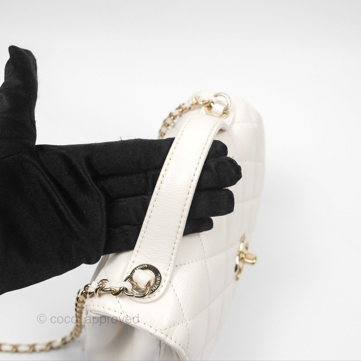 Chanel Quilted Small Business Affinity Flap White Caviar Gold Hardware