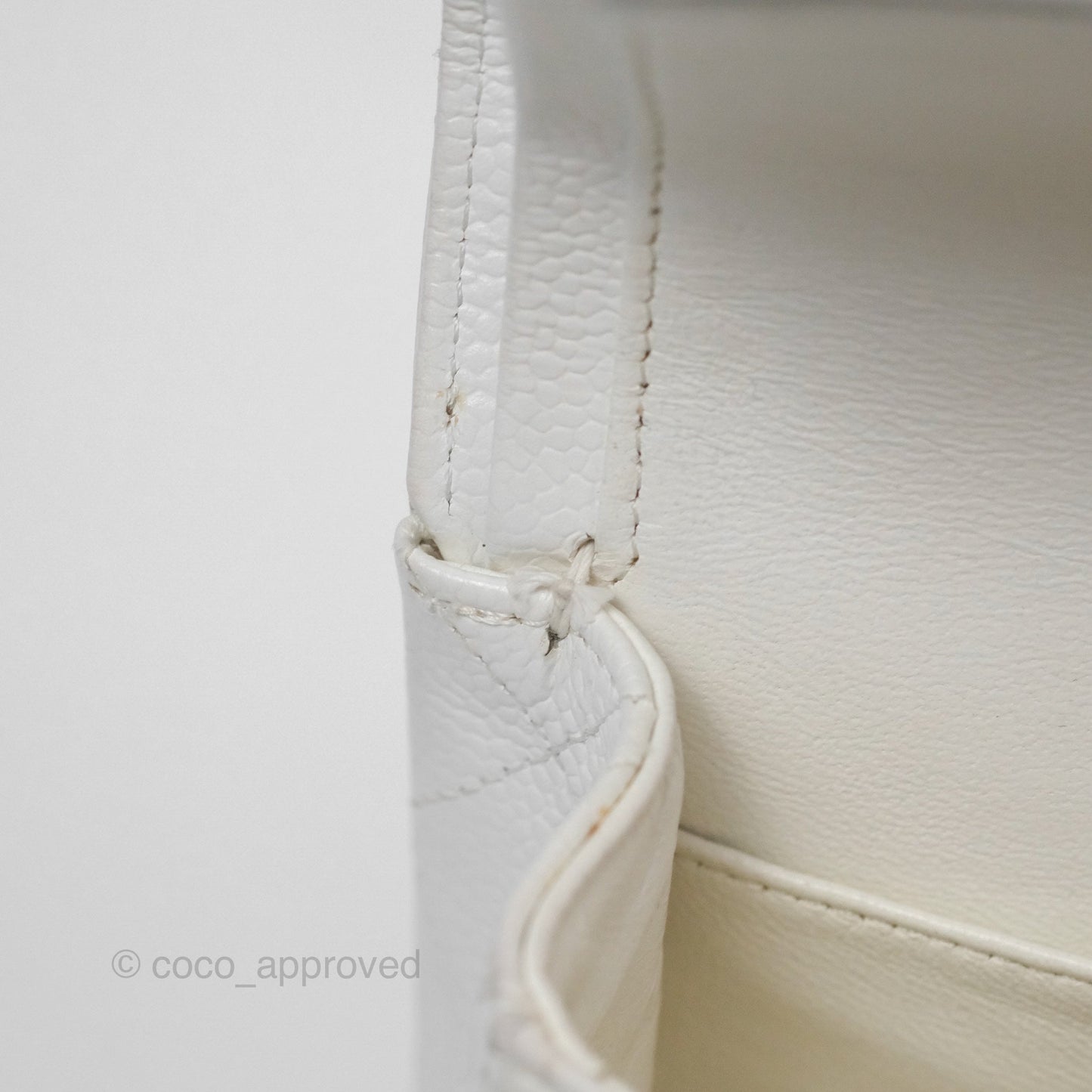 Chanel Classic M/L Medium Flap Quilted White Caviar Silver Hardware