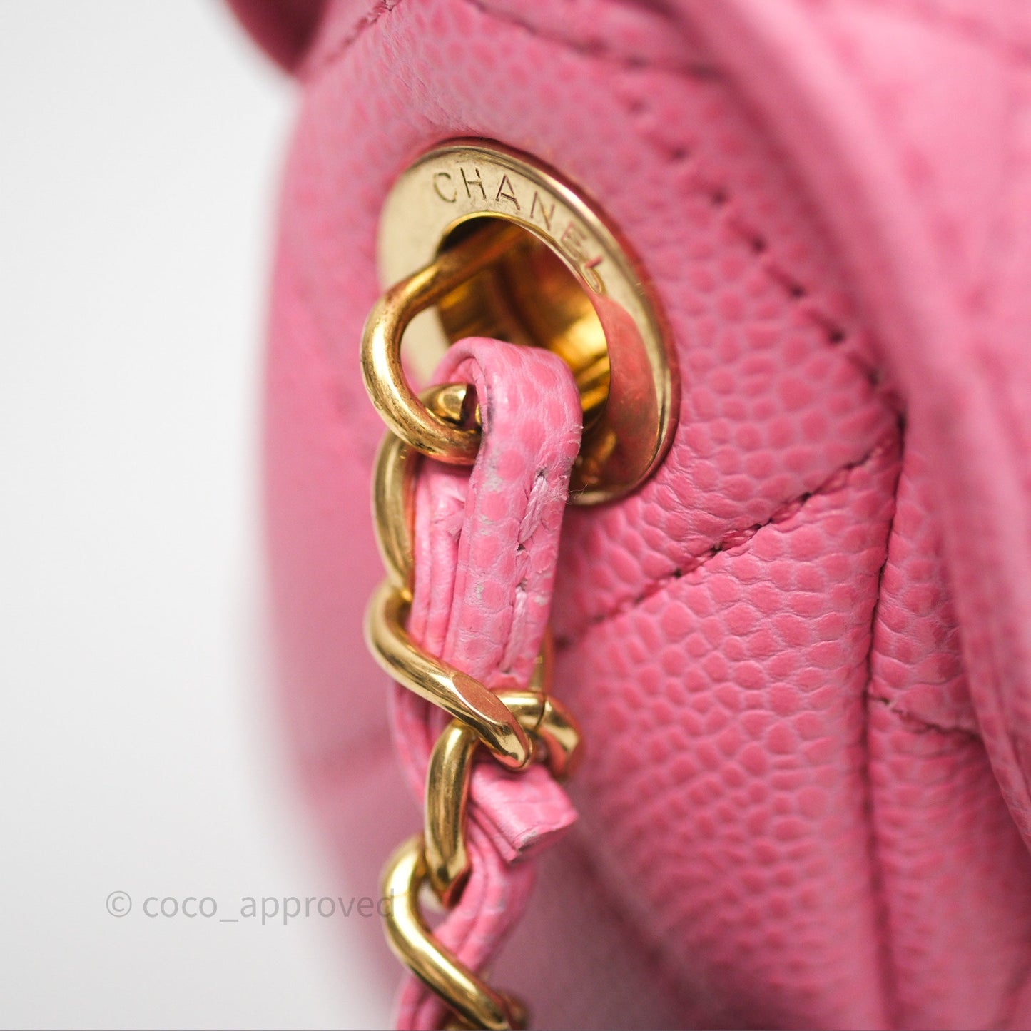 Chanel Quilted Mini Messenger Bag Pink Caviar Gold Hardware 23P