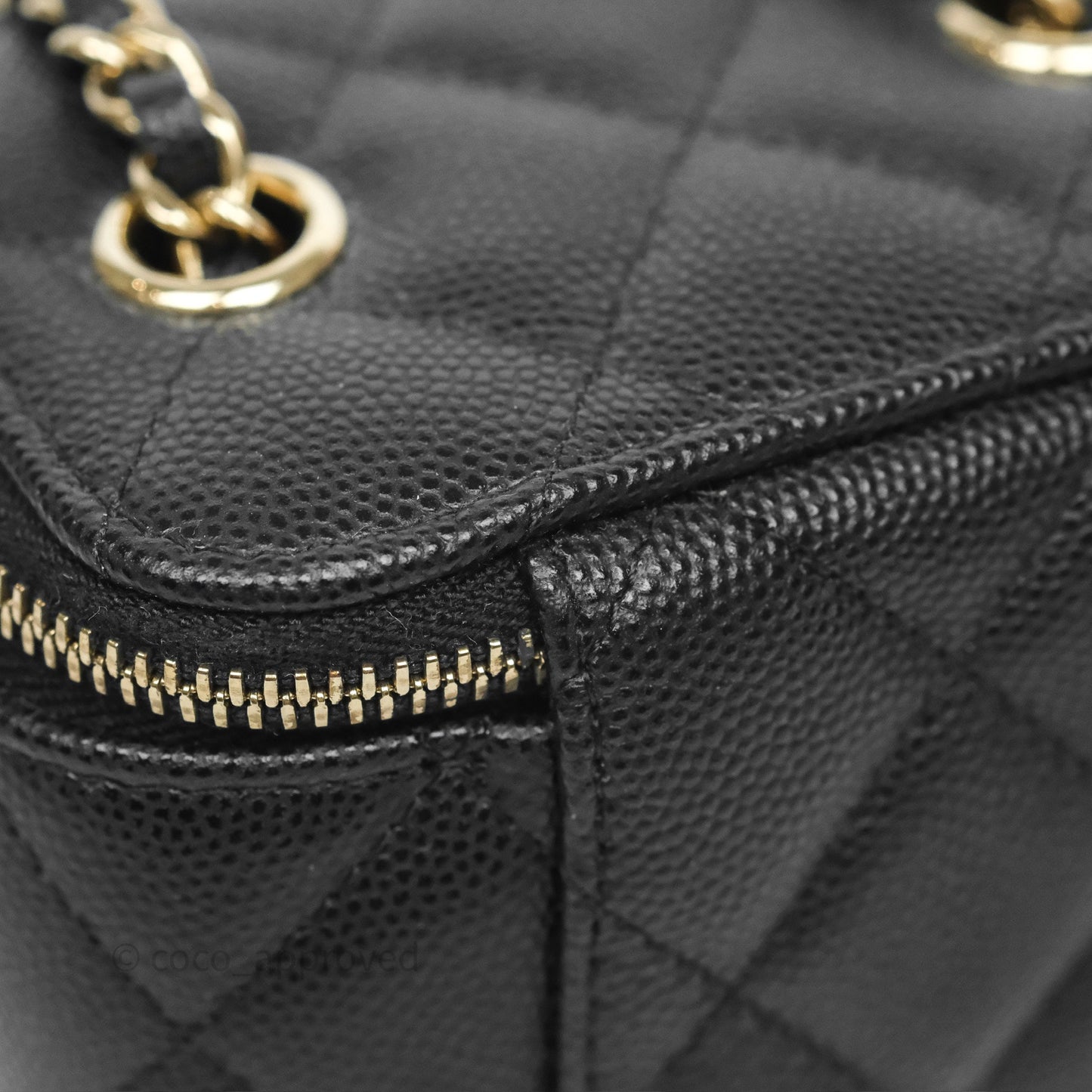 Chanel Mini Vanity With Chain Black Caviar Gold Hardware