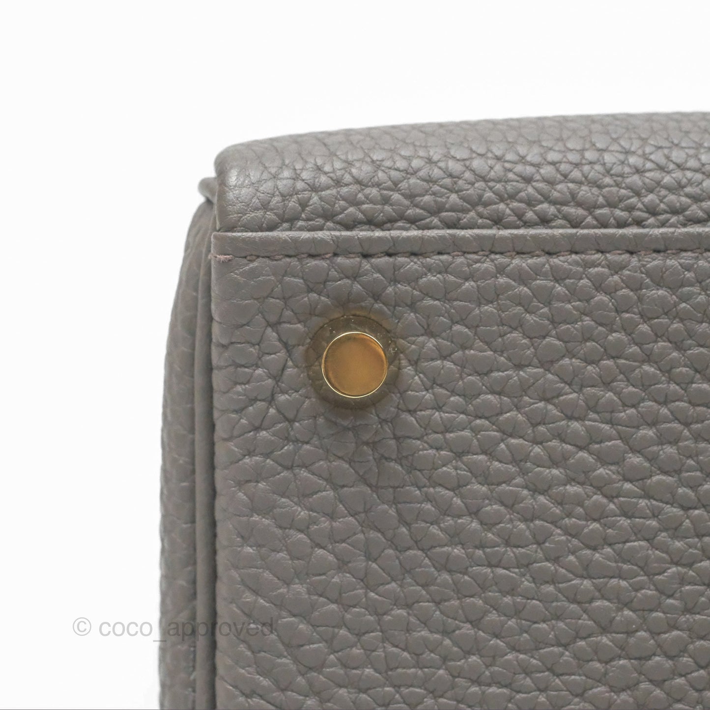Hermès Retourne Kelly 25 Gris Etain 8F Togo Gold Hardware