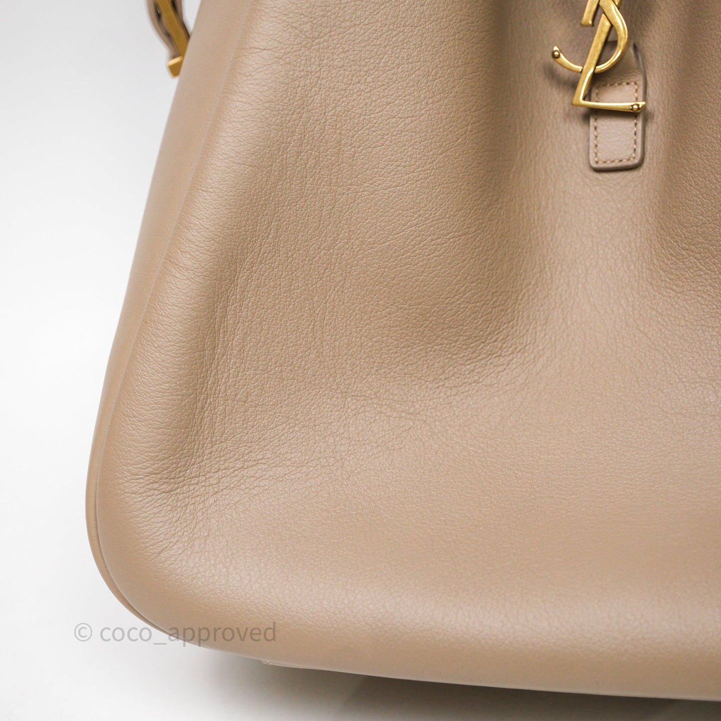 Saint Laurent LE 5 à 7 Supple Large Dusty Grey Grained Leather Gold Hardware