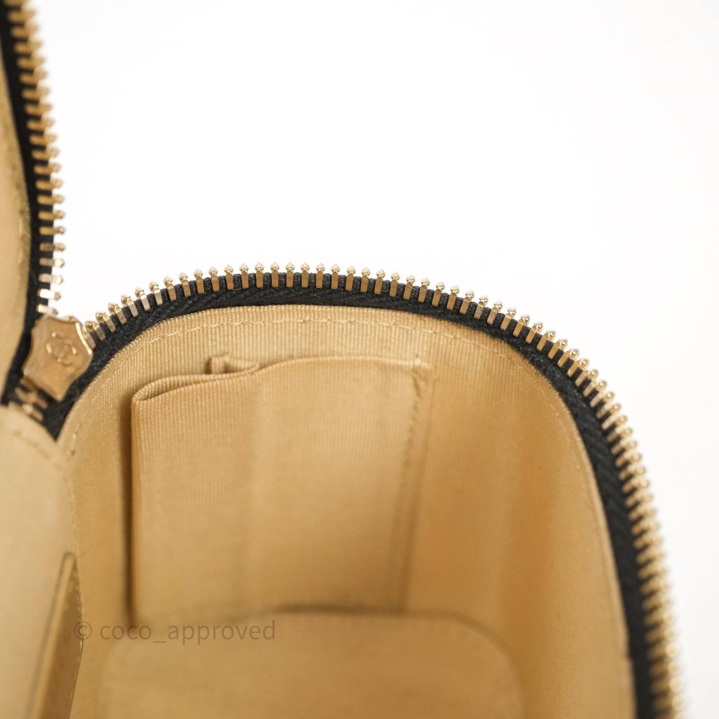 Chanel Mini Black Lambskin Vanity Pearl Crush With Chain Gold Hardware