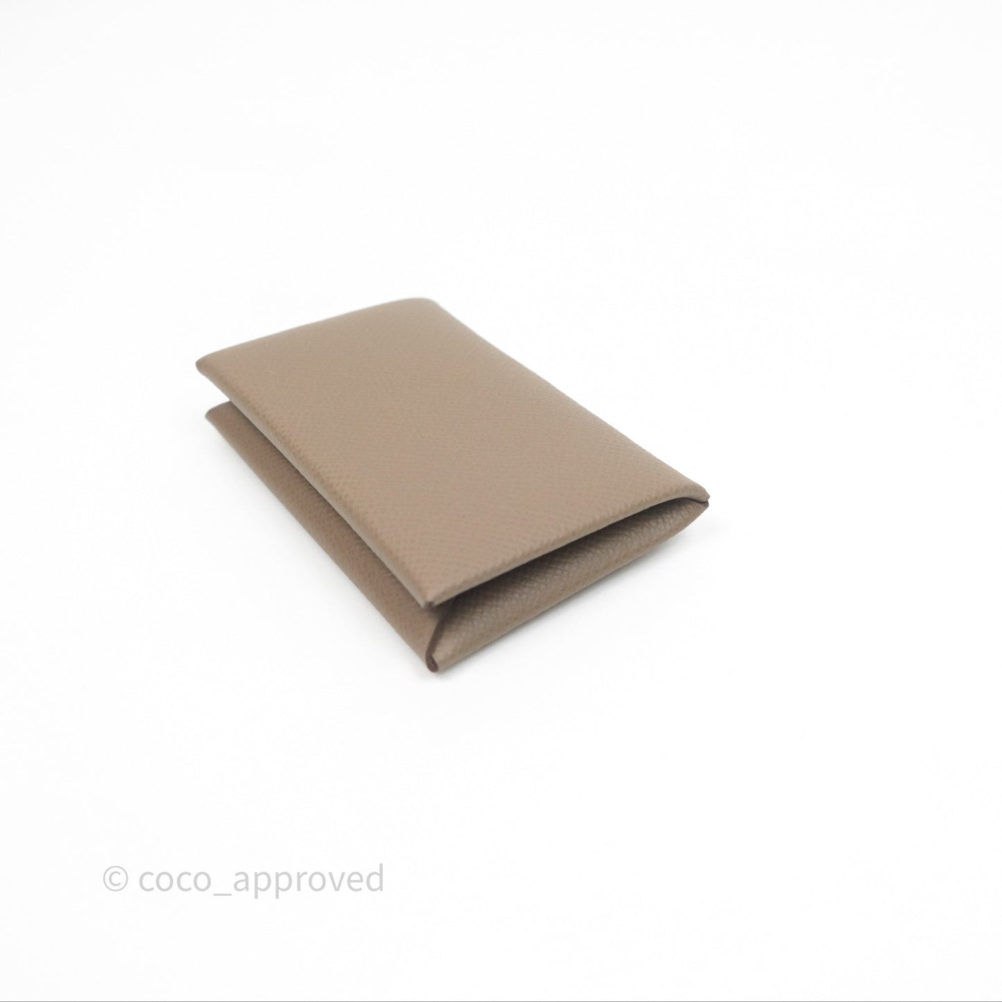 Hermès Calvi Card Holder Etoupe 18 Epsom