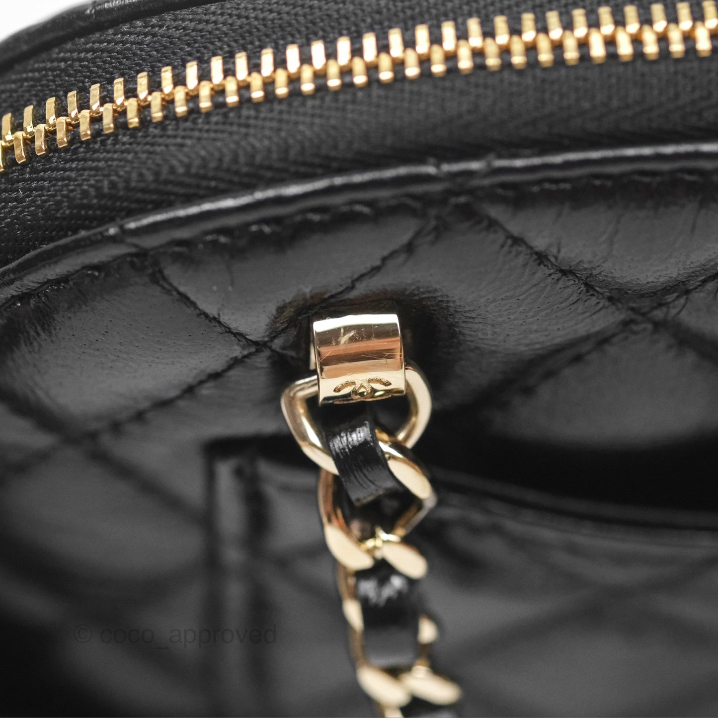 Chanel Mini Handle Clutch with Chain Black Shiny Lambskin Gold Hardware