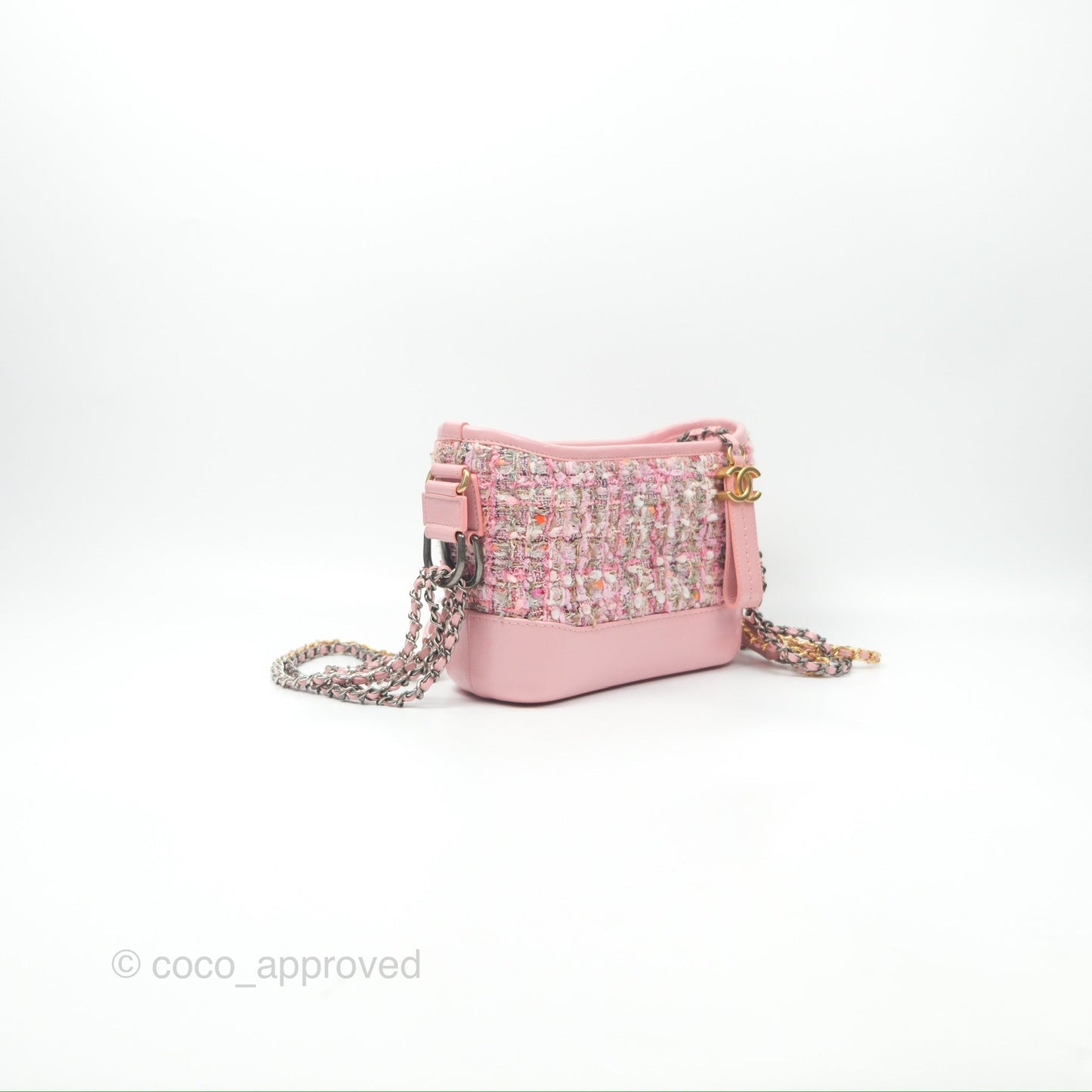 Chanel Small Gabrielle Hobo Quilted Pink Tweed Aged Calfskin