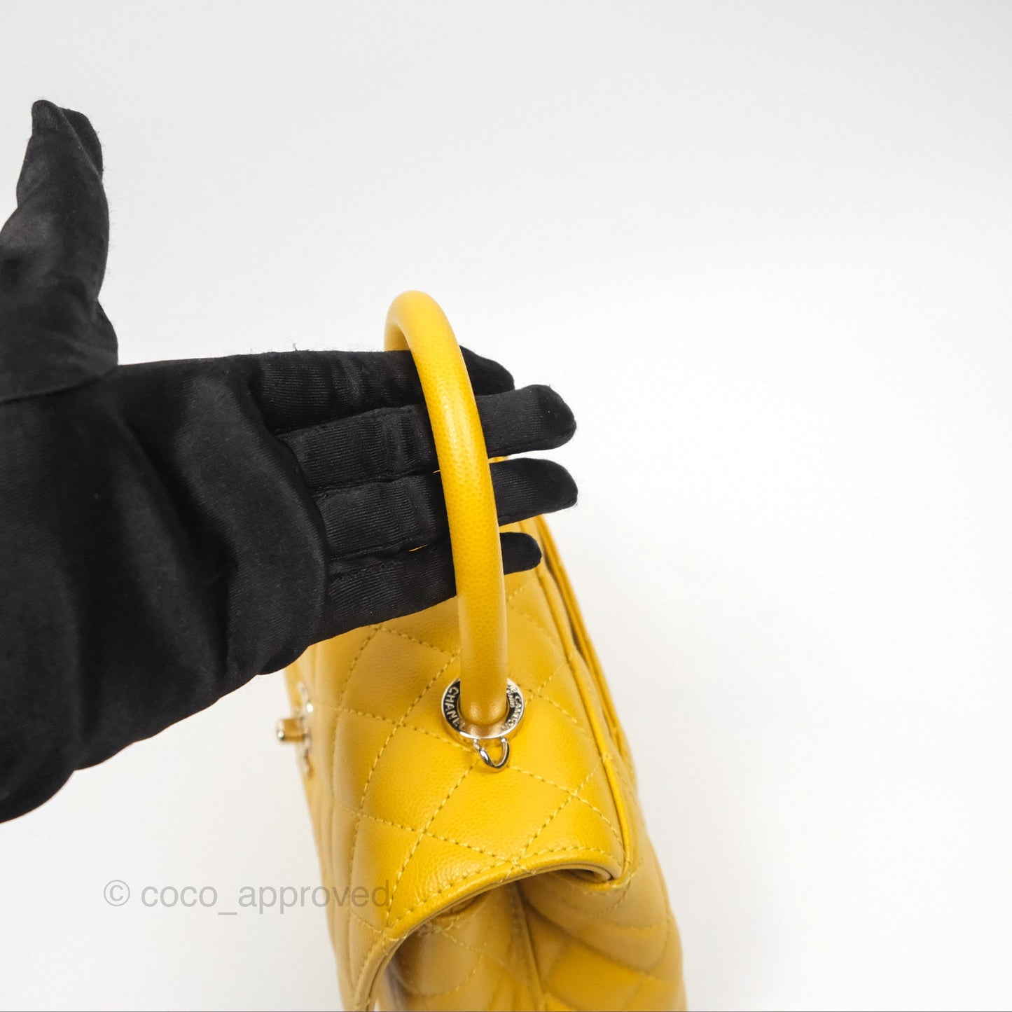 Chanel Small Coco Handle Mustard Yellow Caviar Gold Hardware