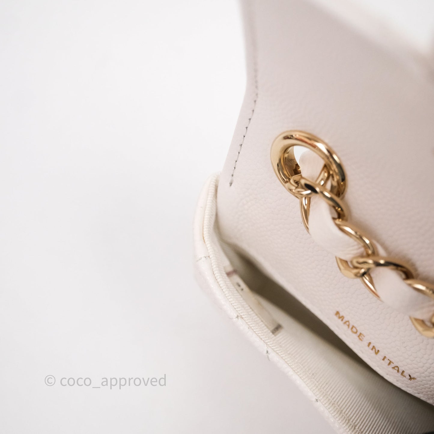 Chanel Mini Flap Belt Bag Caviar White Gold Hardware