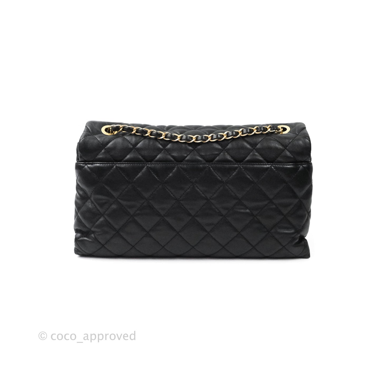 Chanel Soft Elegance Flap Bag Calfskin Black Aged Gold Hardware 14K