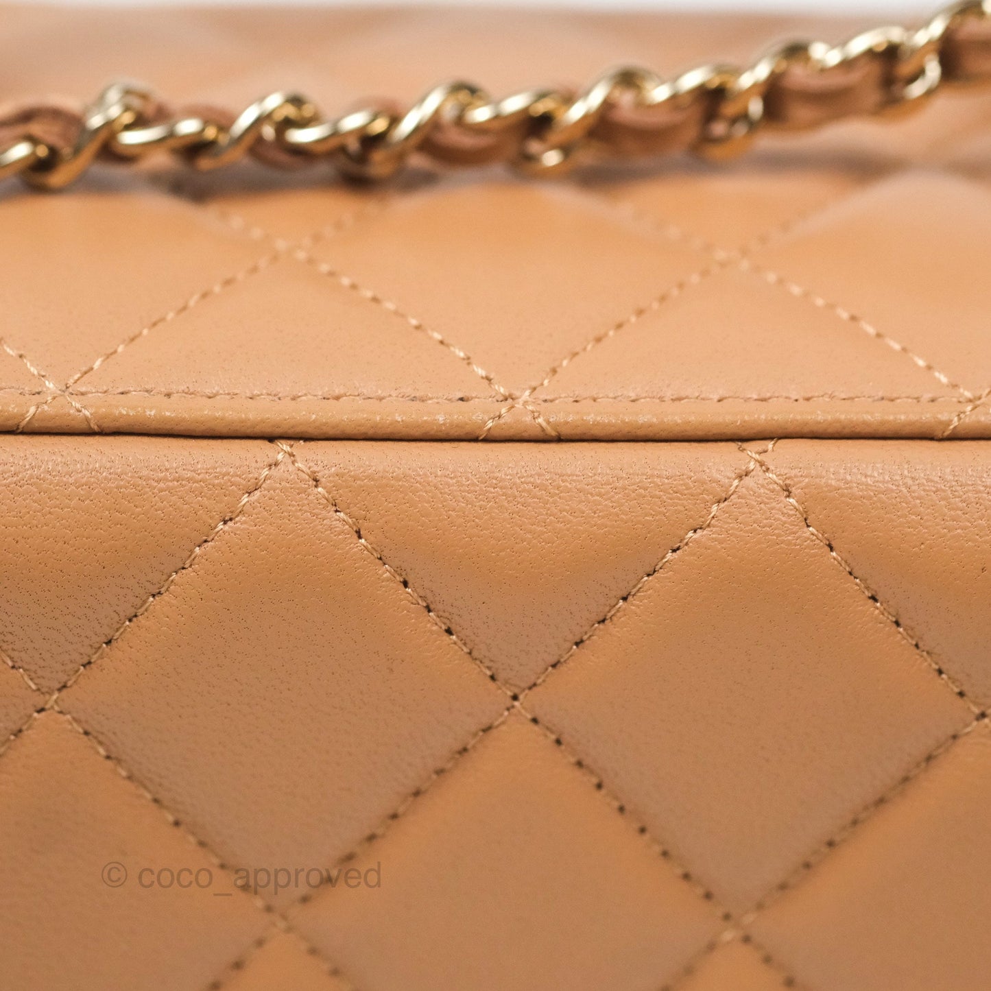 Chanel Vanity Rectangular Top Handle Beige Lambskin Gold Hardware