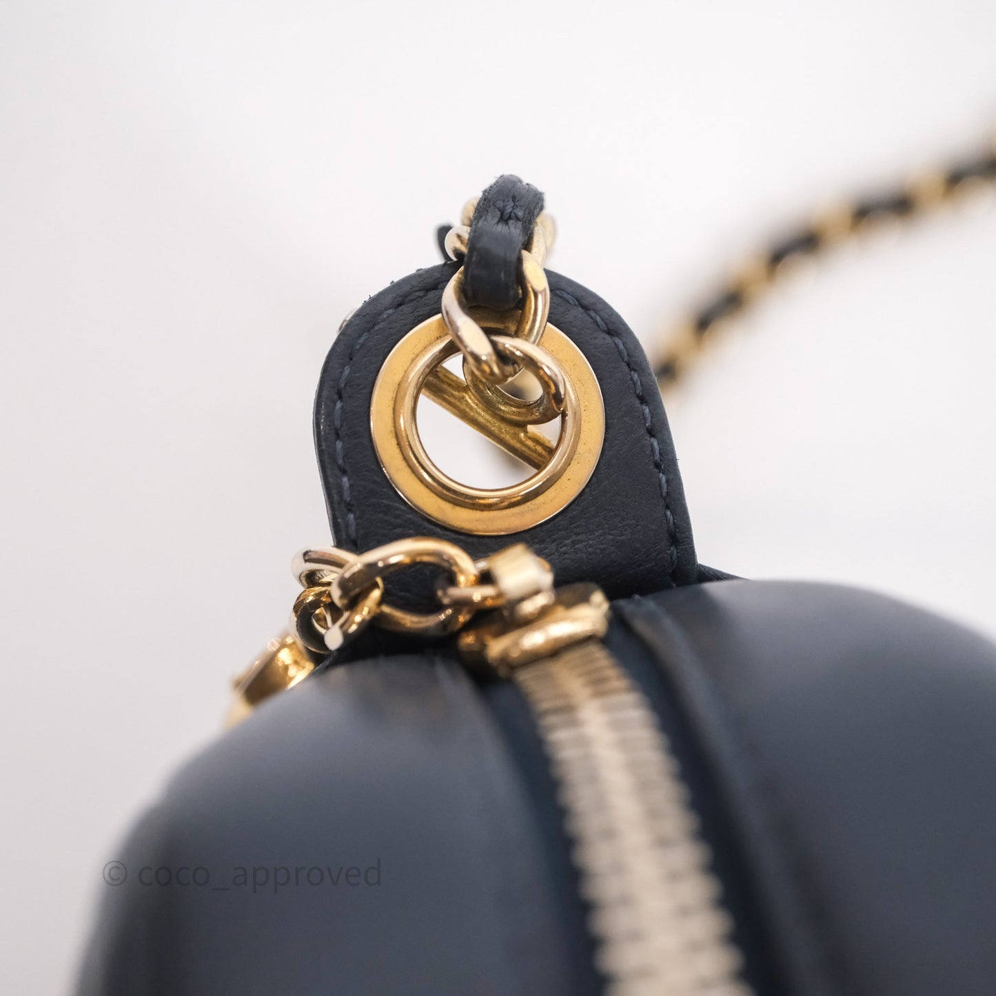 Chanel CC Camera Bag Quilted Navy Lambskin Aged Gold Hardware
