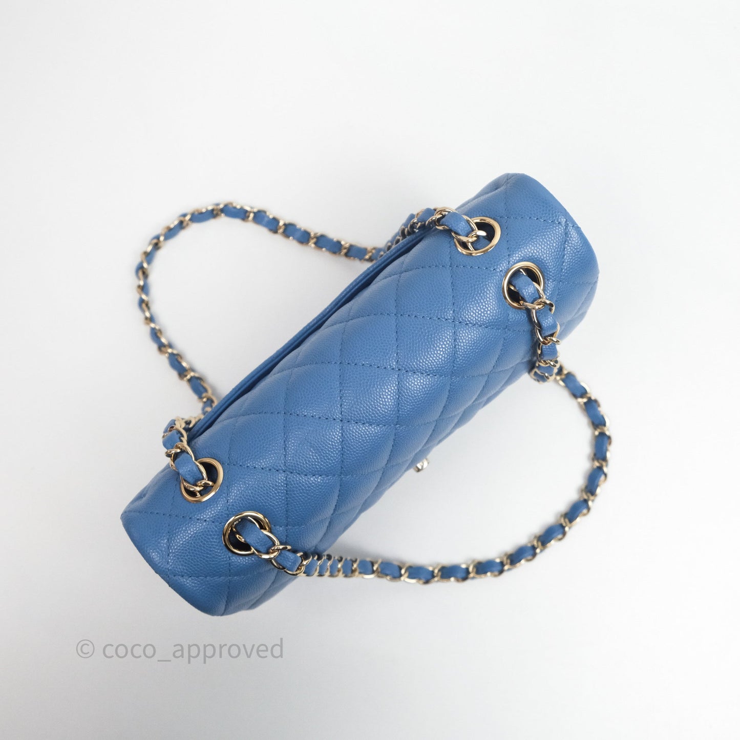 Chanel Small Classic Flap Quilted Blue Caviar Gold Hardware 20S