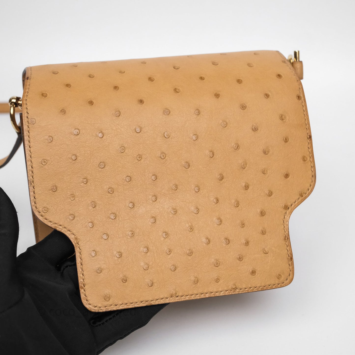 Hermès Roulis Mini 18 Chai 0M Ostich Gold Hardware