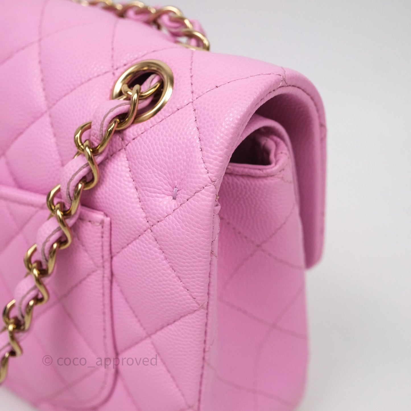 Chanel Small Classic Flap Quilted Pink Caviar Gold Hardware