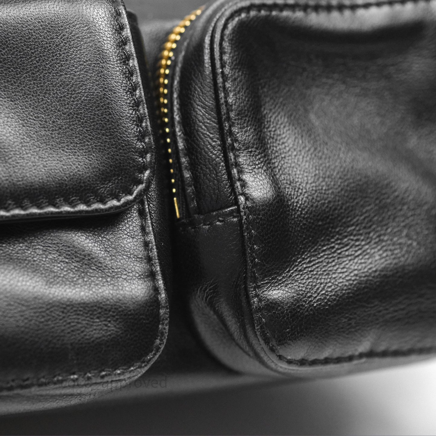 Miu Miu Nappa Leather Pocket Bag Black Lambskin Gold Hardware