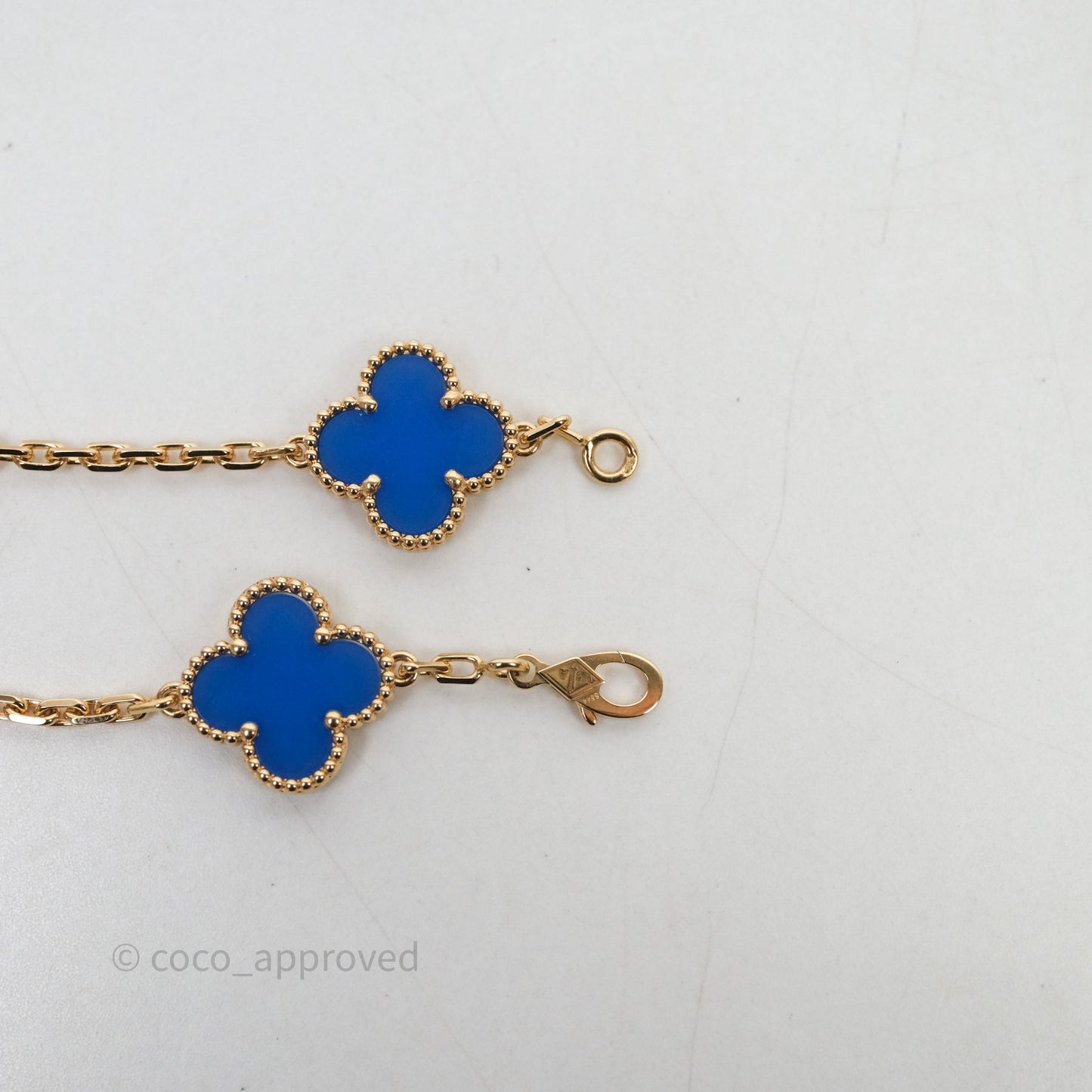 Van Cleef & Arpels Vintage Alhambra 5 Motifs Blue Agate Yellow Gold Bracelet