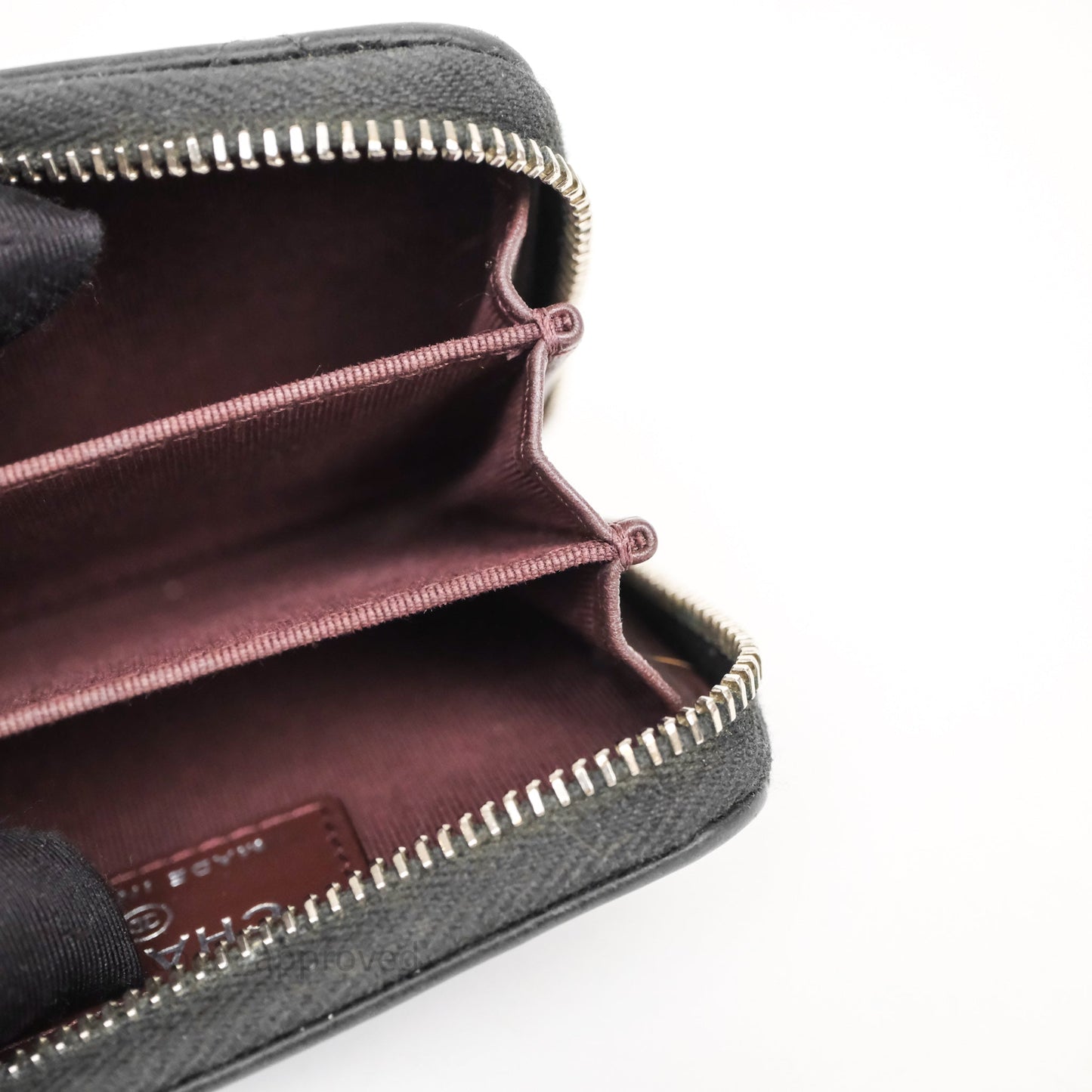 Chanel Classic Zipped Coin Purse Black Caviar Silver Hardware