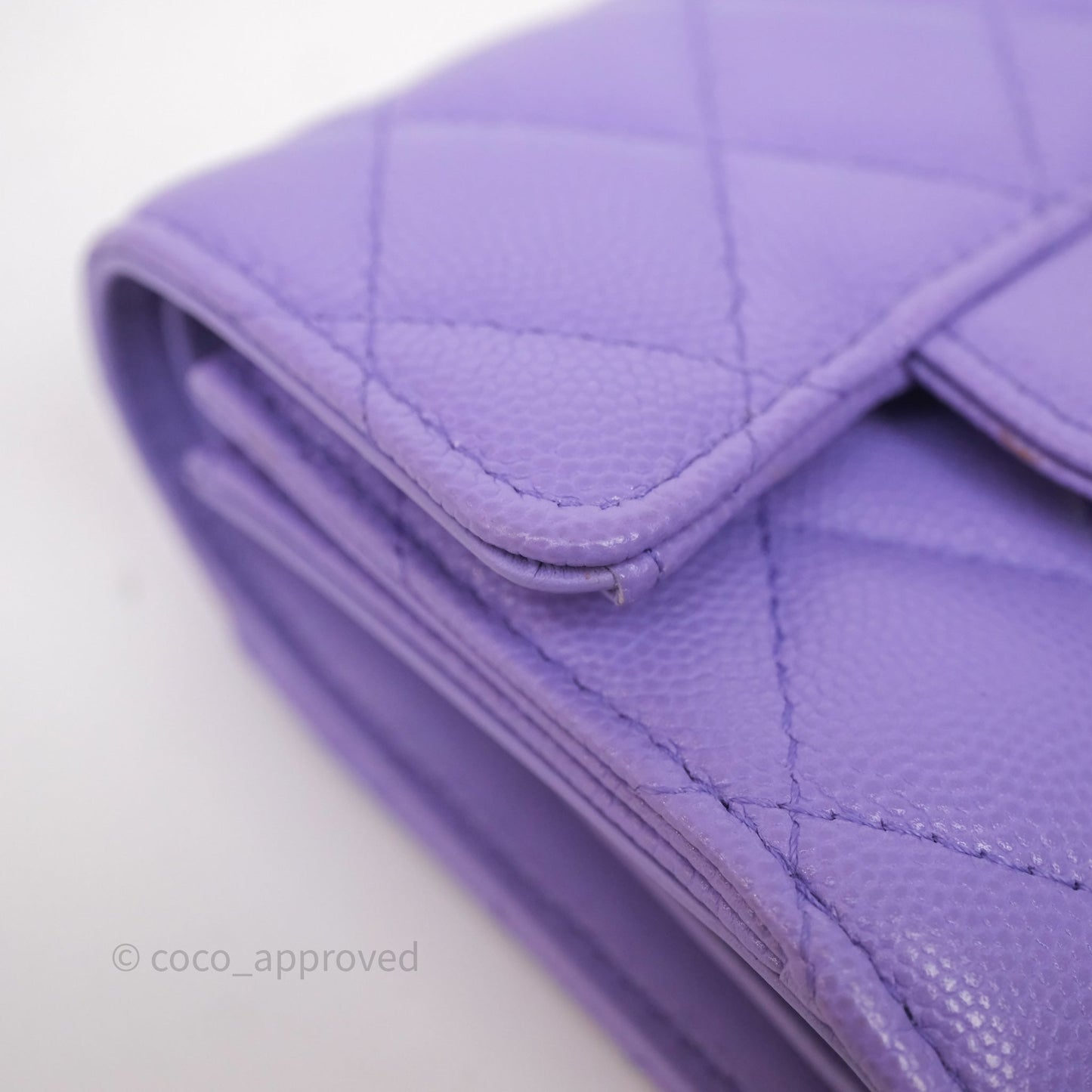 Chanel Classic Short Flap Wallet Purple Caviar Gold Hardware