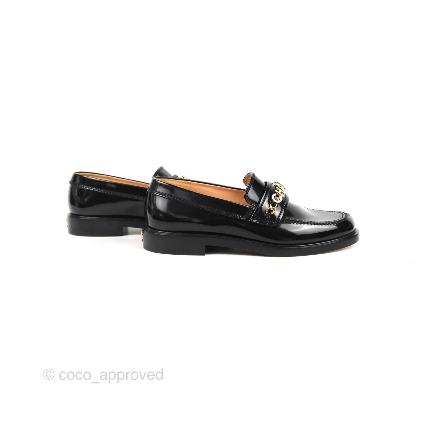Chanel Patent Calfskin Black Loafers 21S Size 37.5