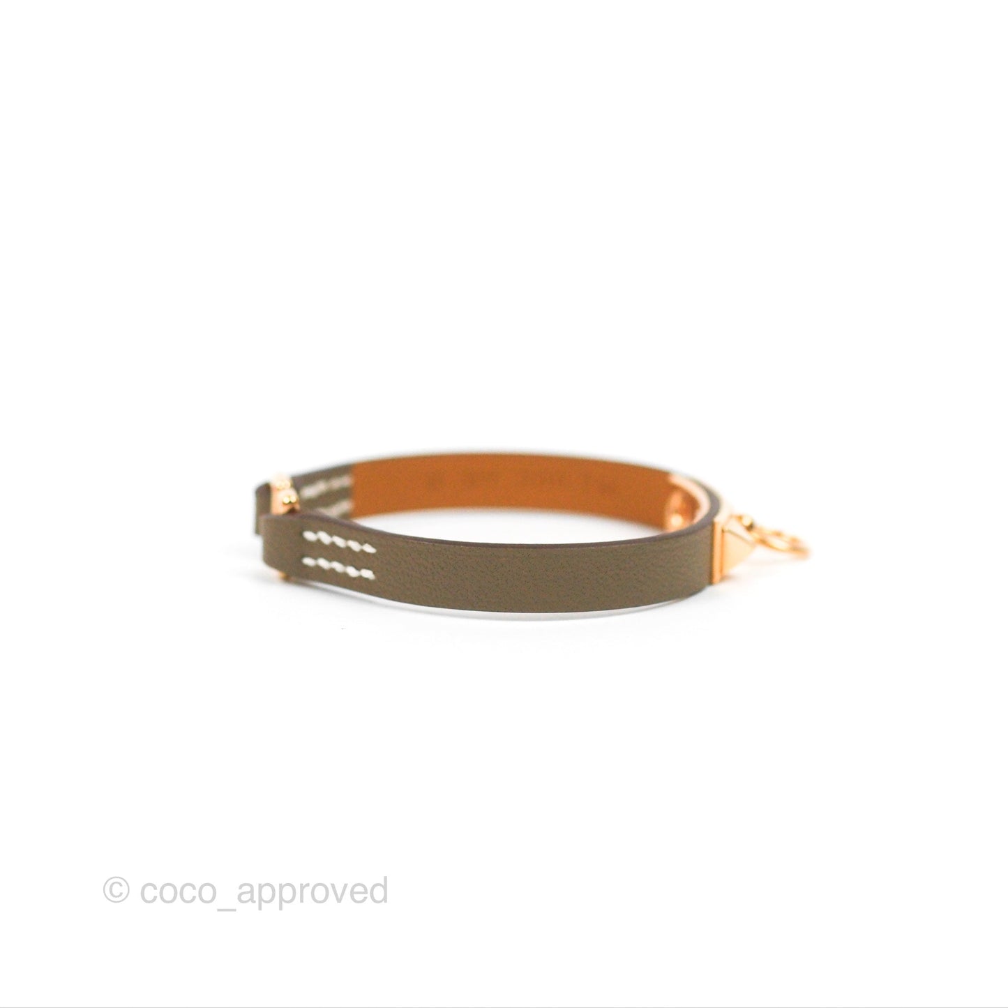 Hermès Rivale Mini Bracelet Etoupe Swift Rose Gold Hardware